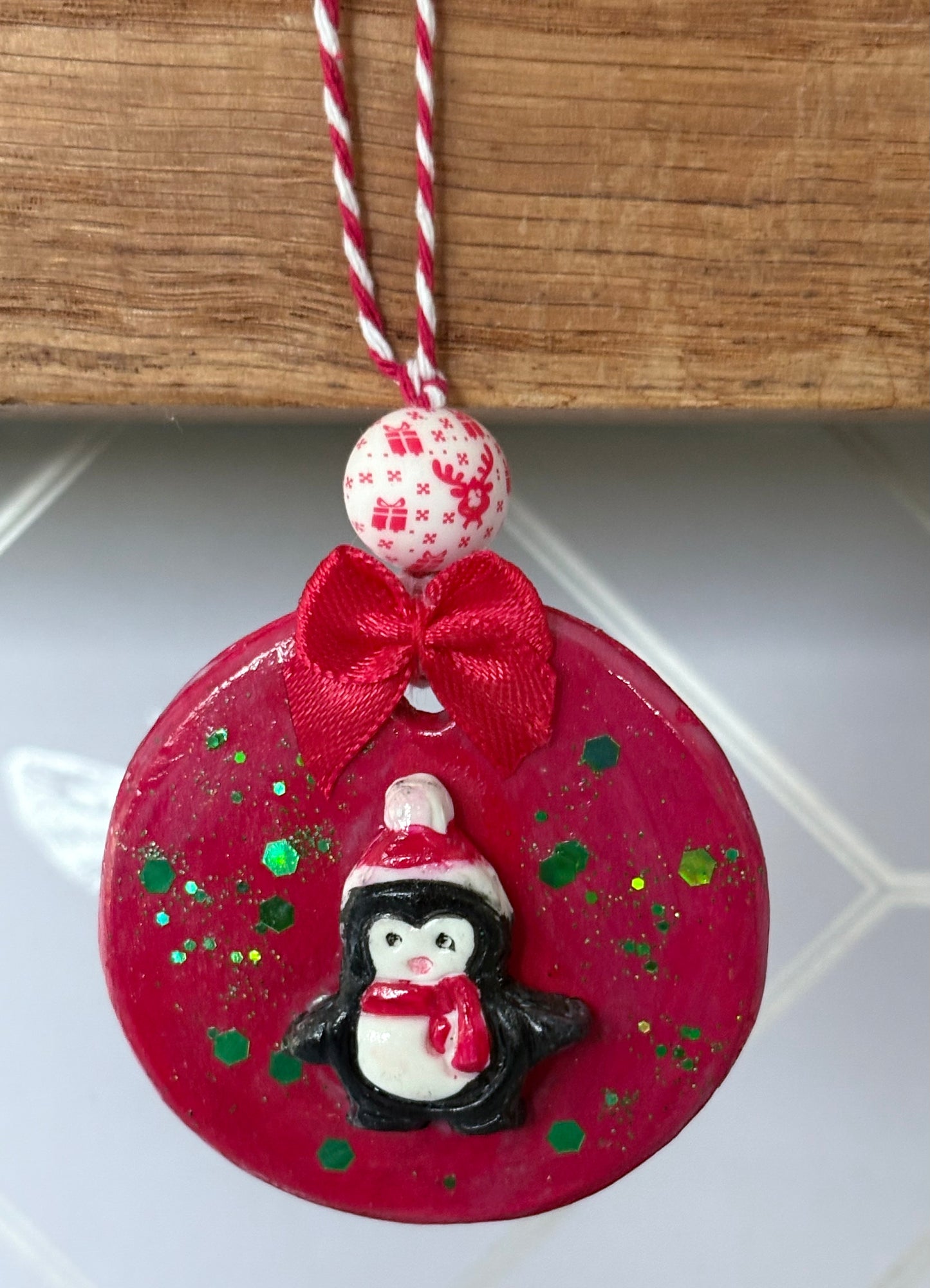 Handmade Clay Penguin Christmas Ornament