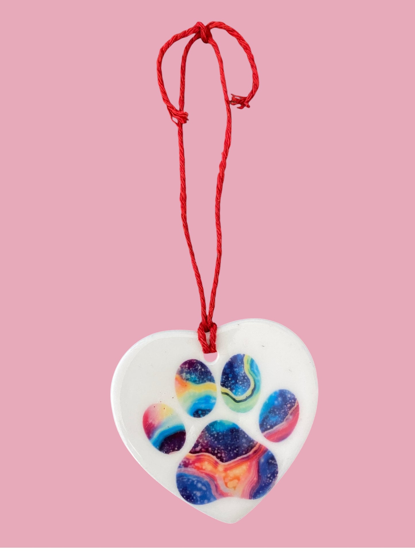 ceramic heart ornament, hand decorated birthday greeting
