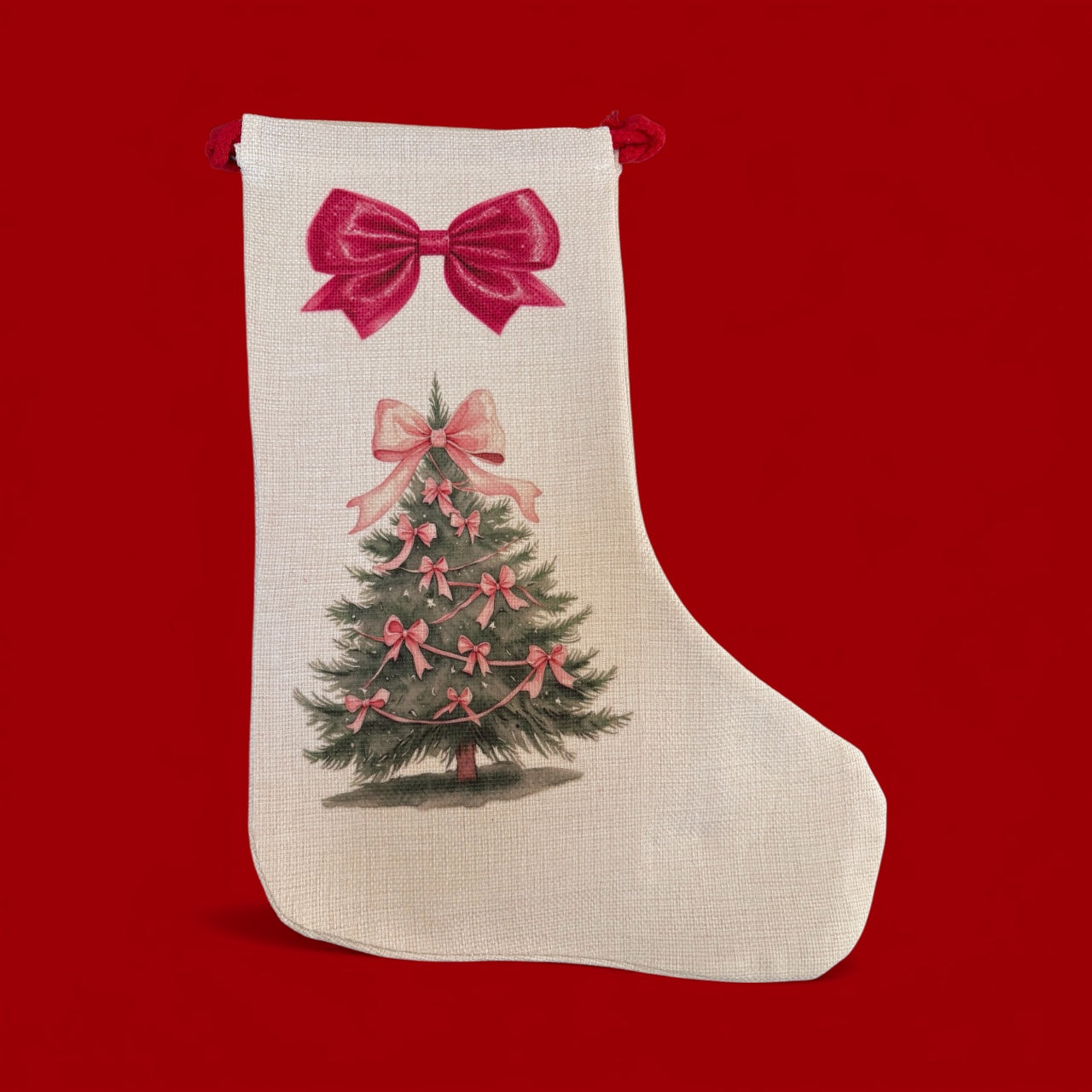 Personalised Linen Christmas Stocking - Custom Festive Stocking