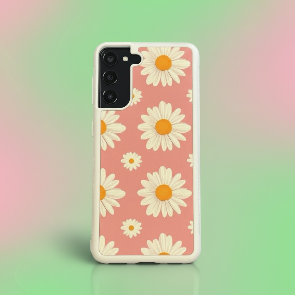 Pink Daisy Phone Case - Pastel Floral Protective Cover for All Models