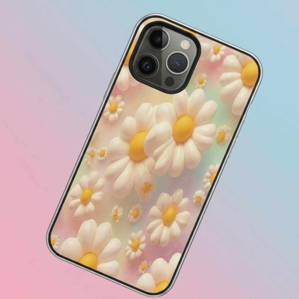 3D Daisy Phone Case - Pastel Floral Protective Cover for All Models