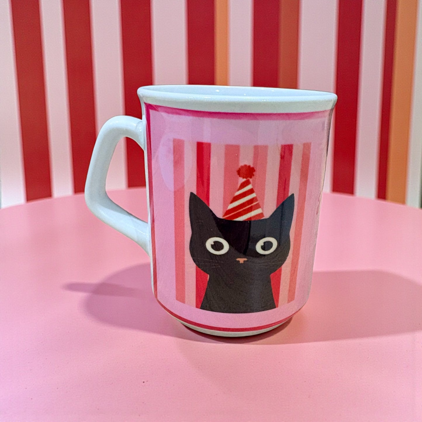 Cute Cat Mug - Pink Ceramic Coffee Mug with Cartoon Cat