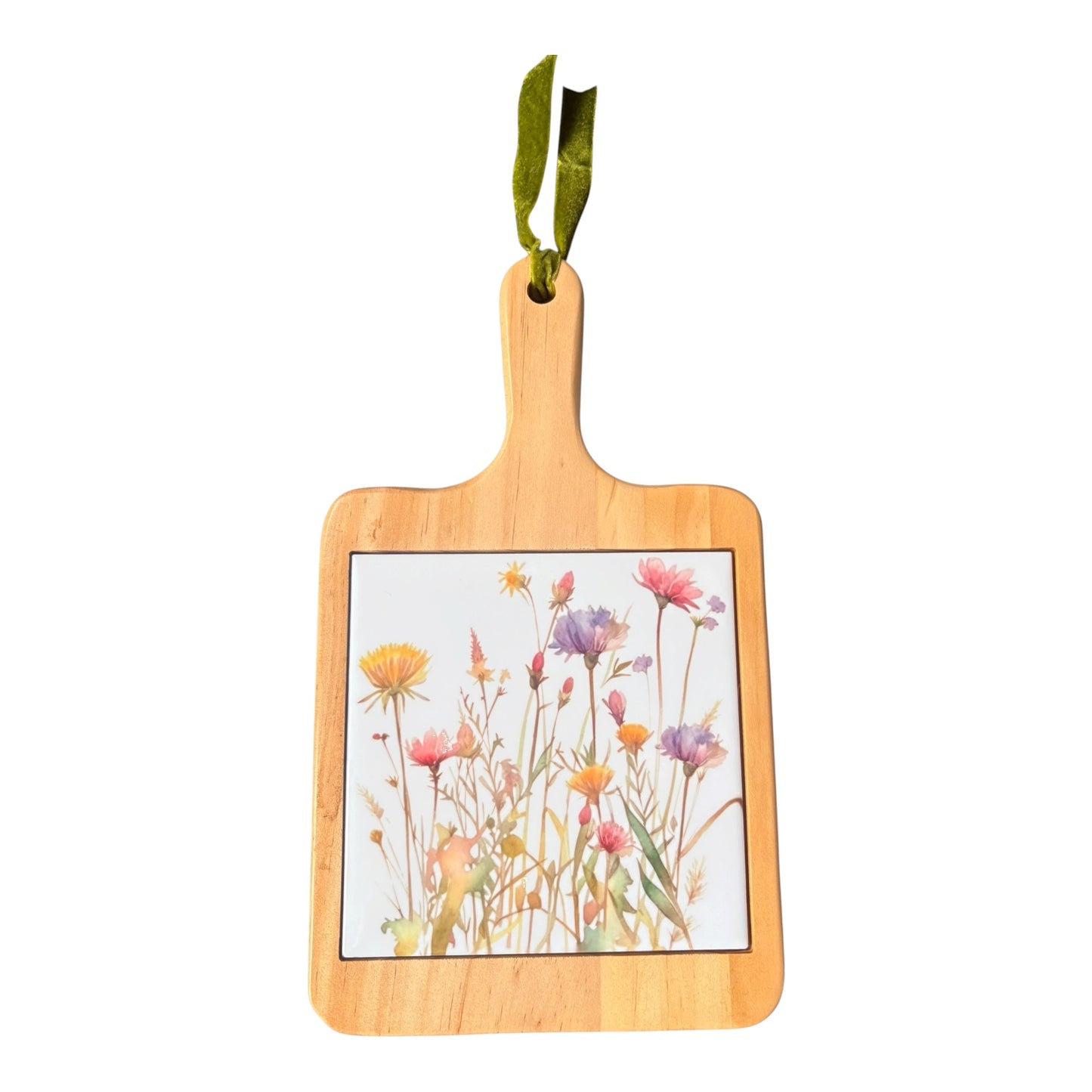 Wildflower Beech Wood Cheeseboard with Removable Ceramic Tile 18cm x 30cm