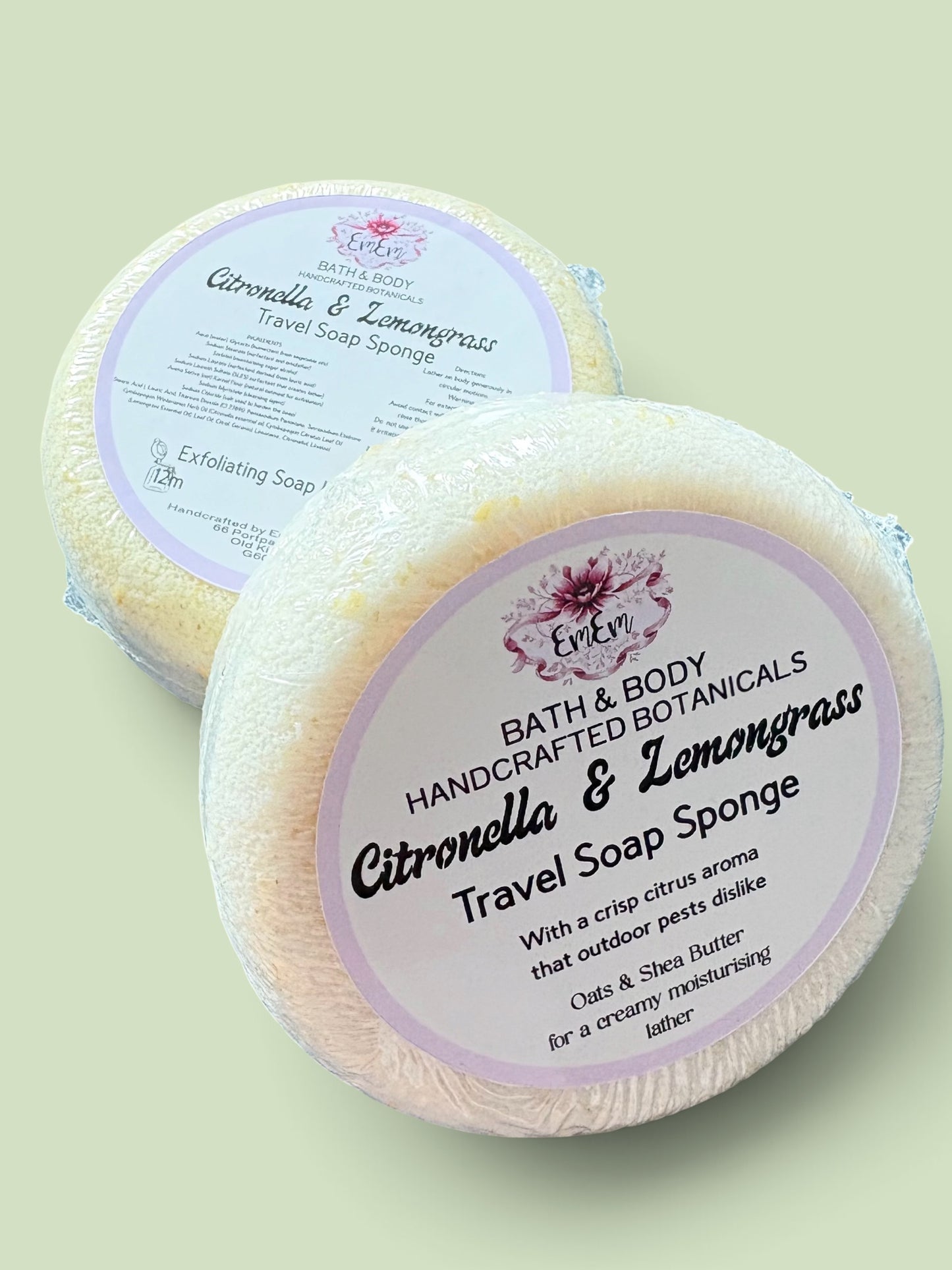 Citronella & Lemongrass Travel Soap Infused Sponge