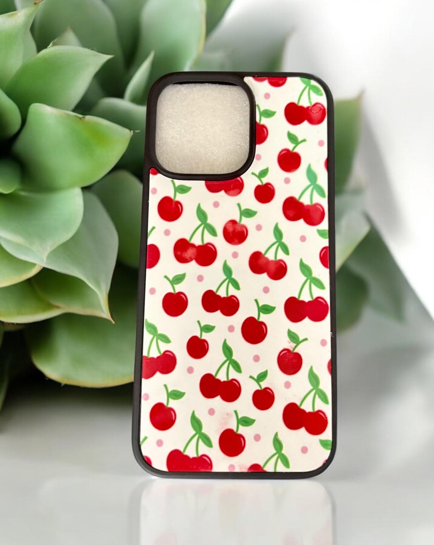 Ditsy Cherry Phone Case - Cute Glossy Protective Cover