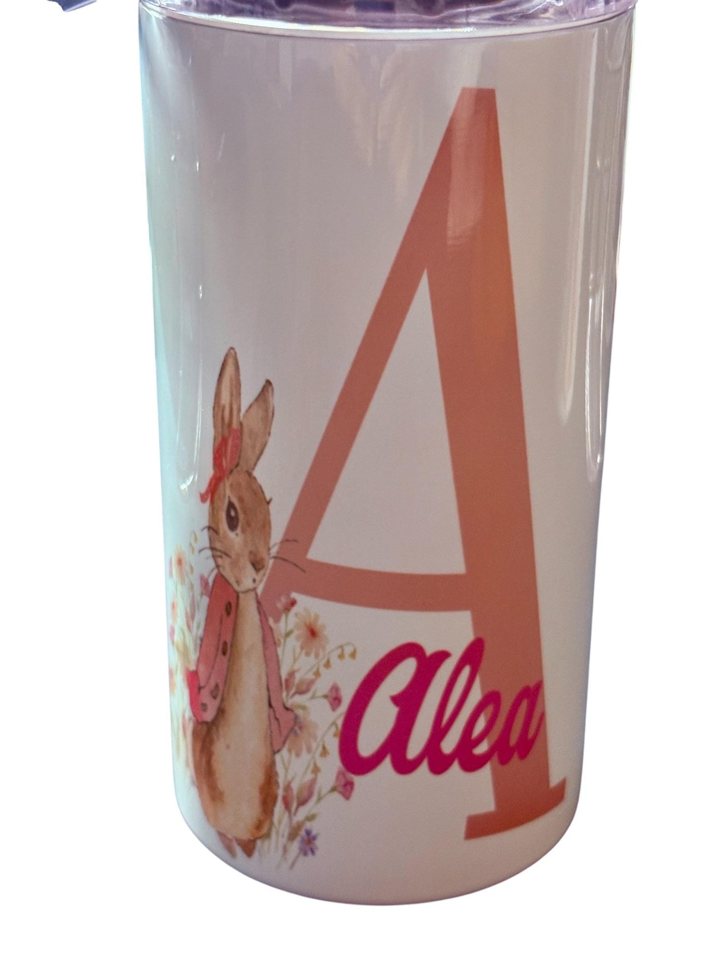 Personalised Bunny Sippy Cup - Stainless Steel Toddler Cup with Handles & Lid