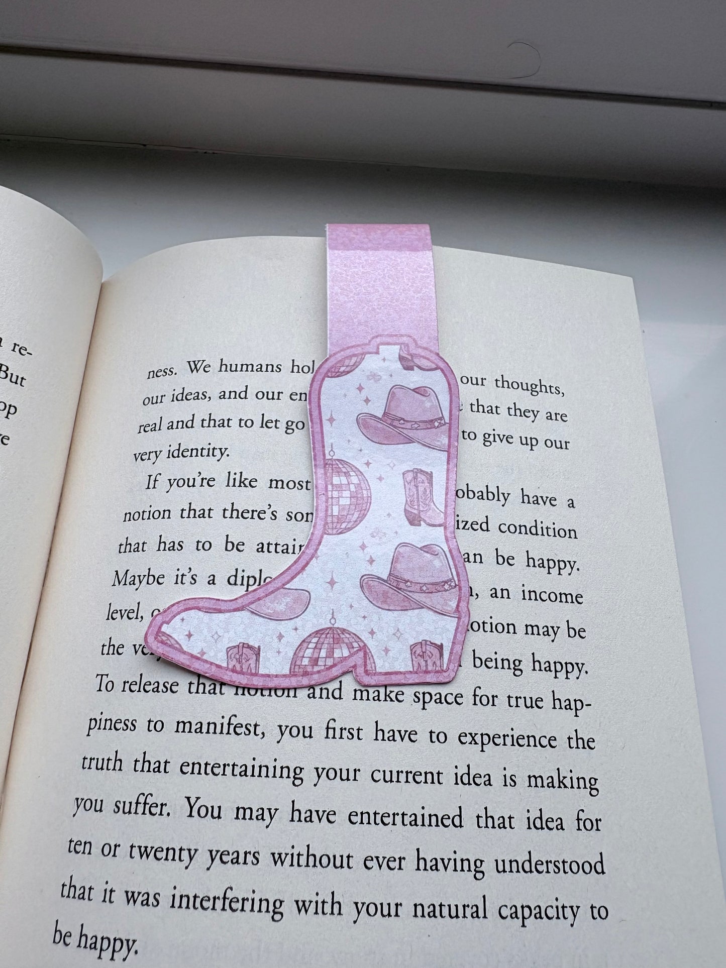 Glitter Magnetic Cowgirl Boot Bookmark - Pink