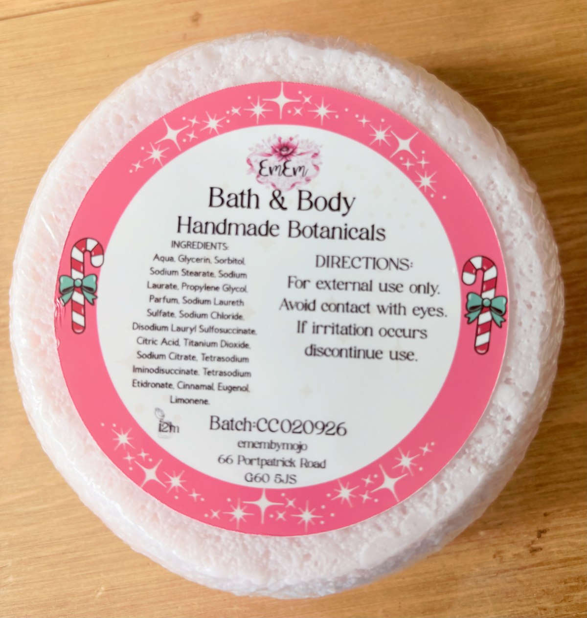 Candy Cane Sparkle Soap Sponge | Handmade Mint & Sweet Festive Soap