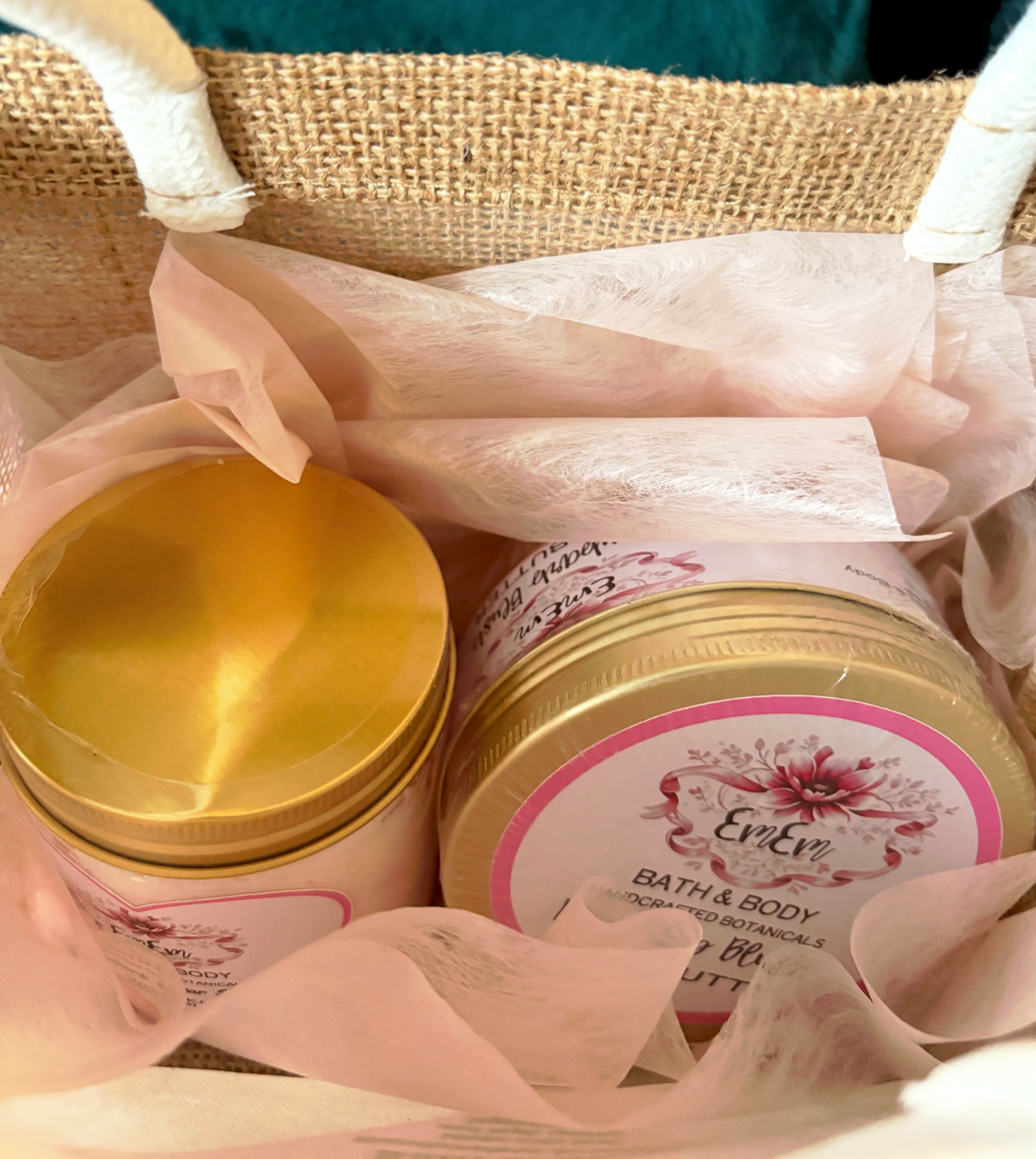 Rhubarb & Custard Gift Set | Handmade Body Scrub & Body Butter in Canvas Bag | 250ml Each