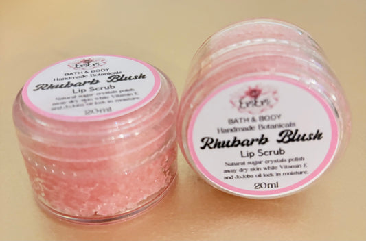 Rhubarb Blush Sugar Lip Scrub with Jojoba Oil – 20ml