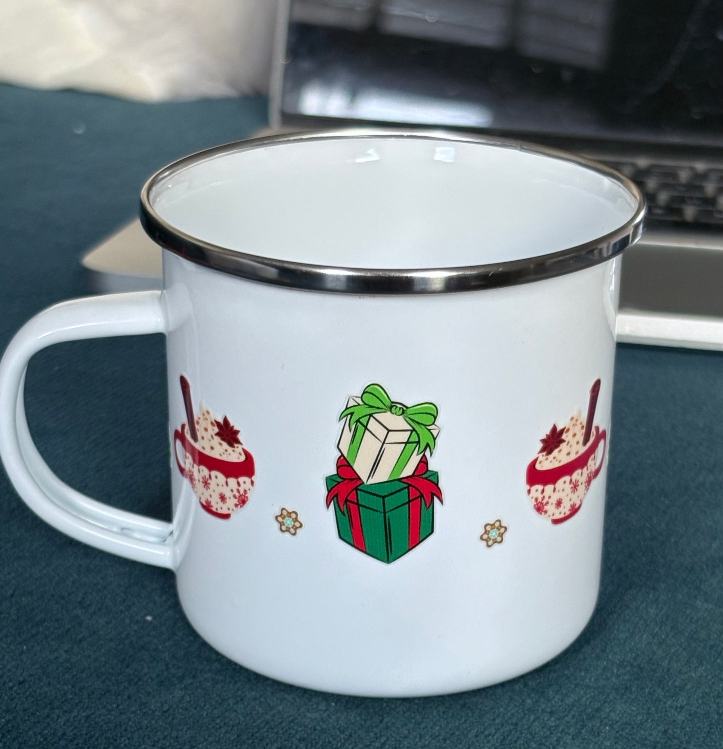 Steel Enamel Christmas Cup - Gingerbread Man