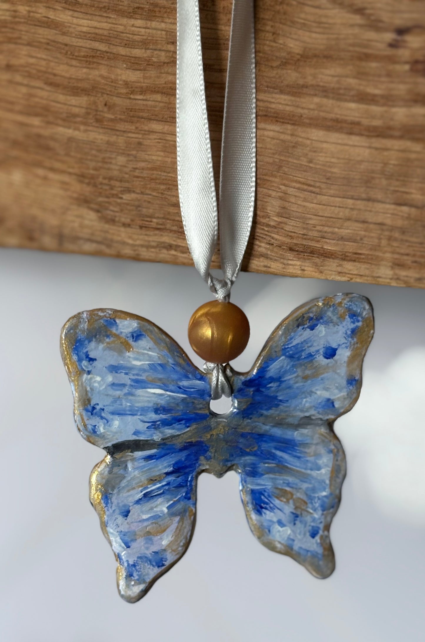 Handmade Blue Clay Butterfly Decoration