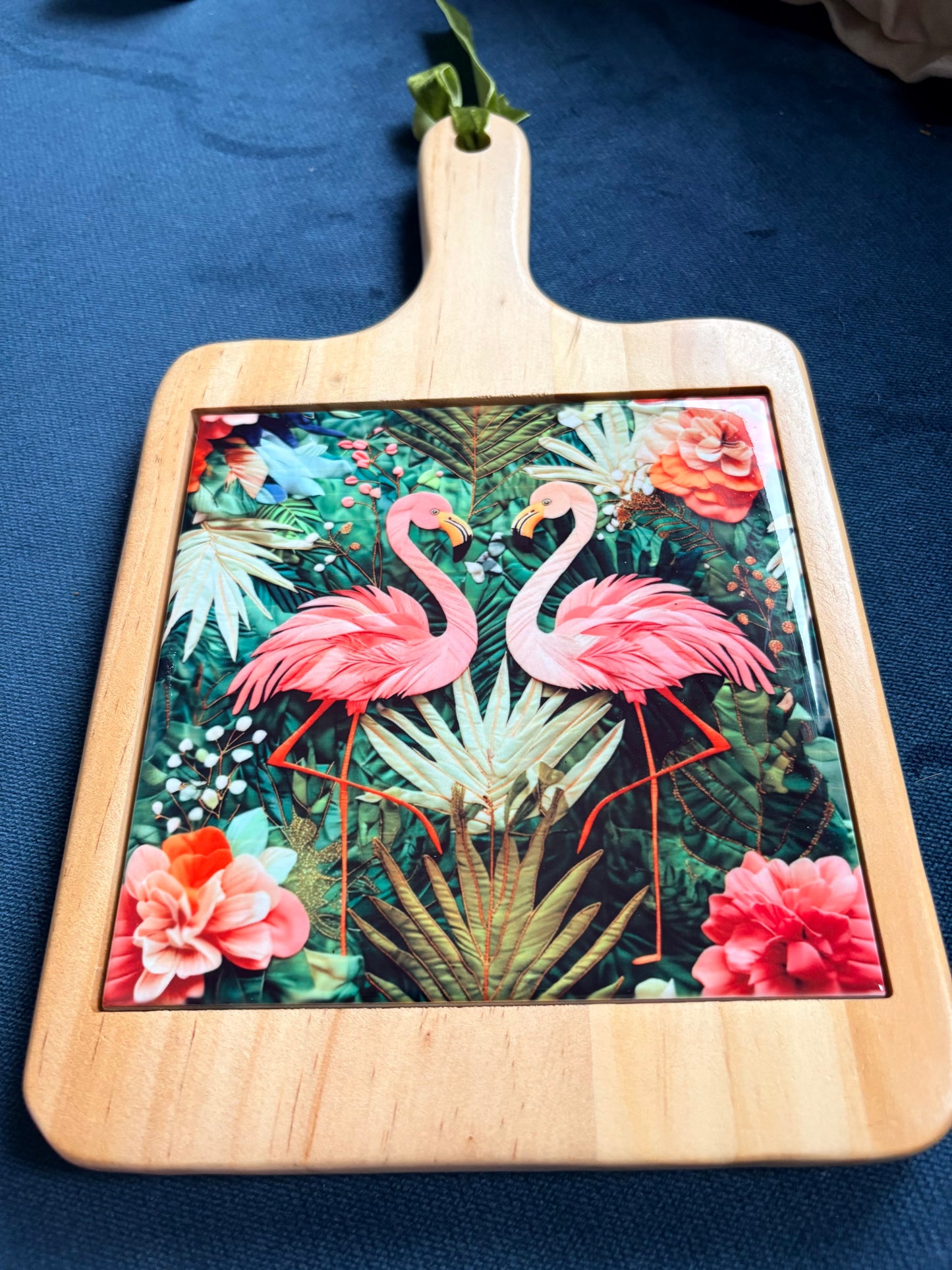 Flamingo Tile Beech Wood Cheeseboard 18cm x 30cm