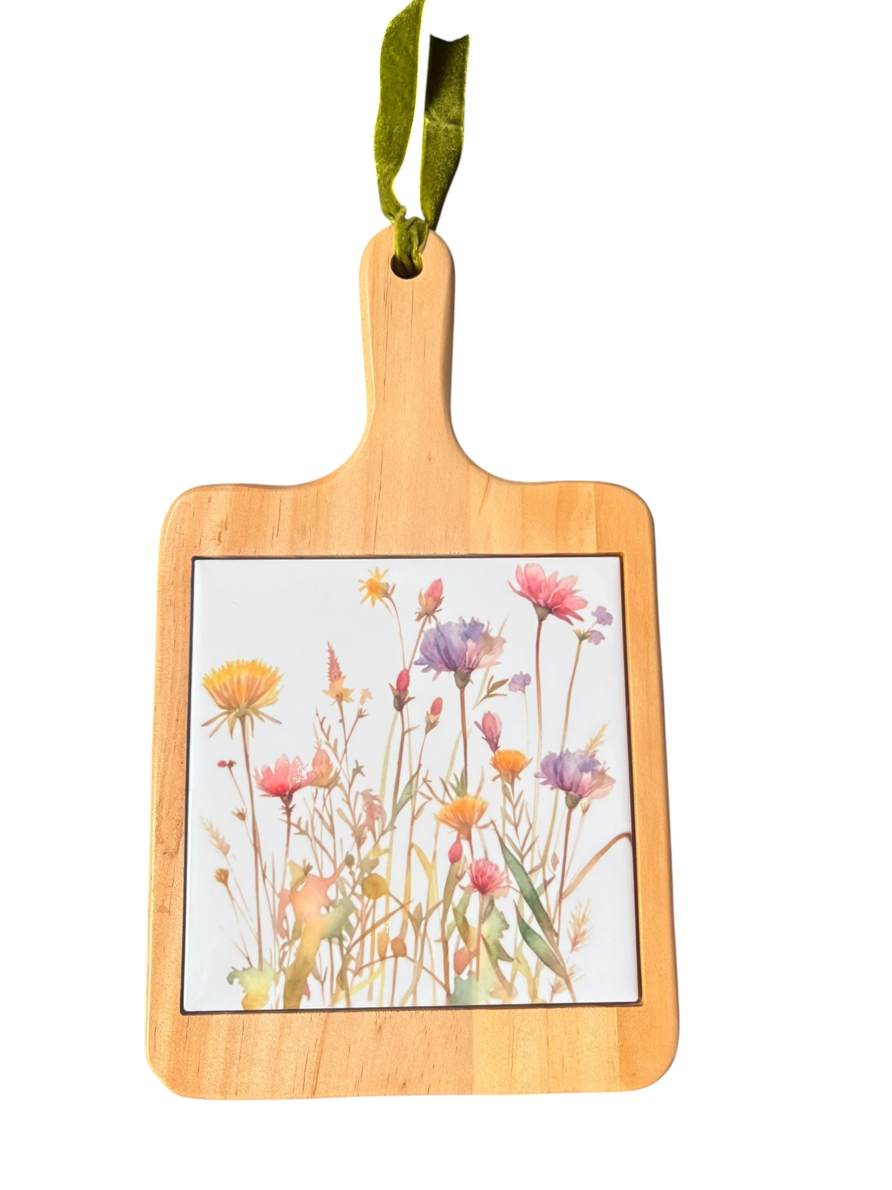 Wildflower Beech Wood Cheeseboard with Removable Ceramic Tile 18cm x 30cm