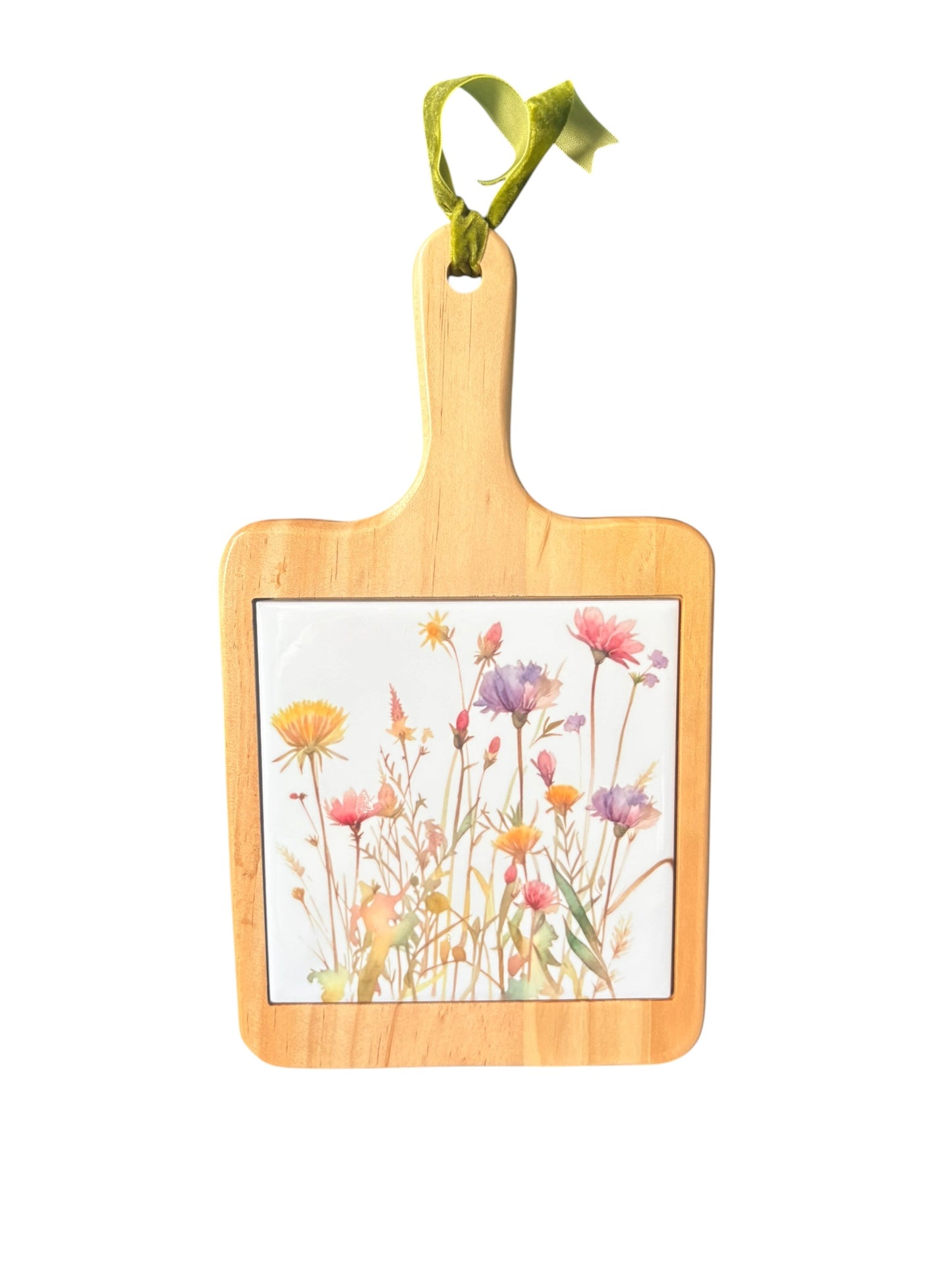 Wildflower Beech Wood Cheeseboard with Removable Ceramic Tile 18cm x 30cm