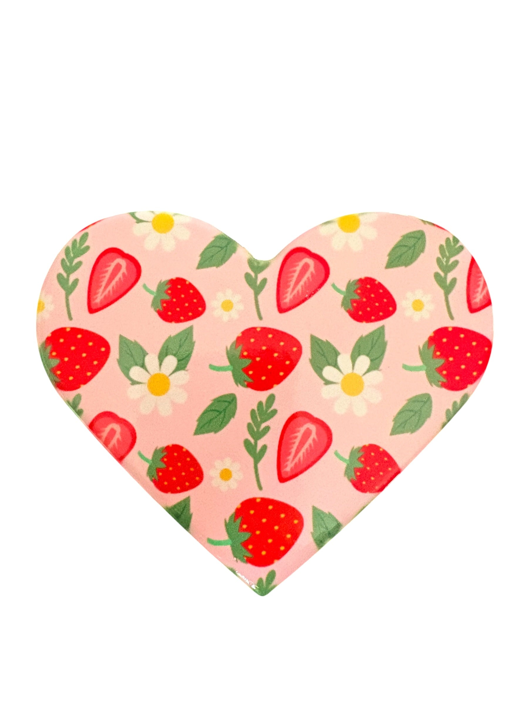 Heart Shaped Strawberry Ceramic Coaster