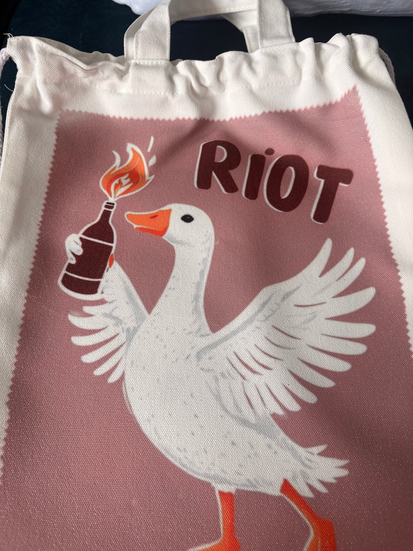 Goose Riot Canvas Drawstring Backpack – Funny Goose Tote Bag