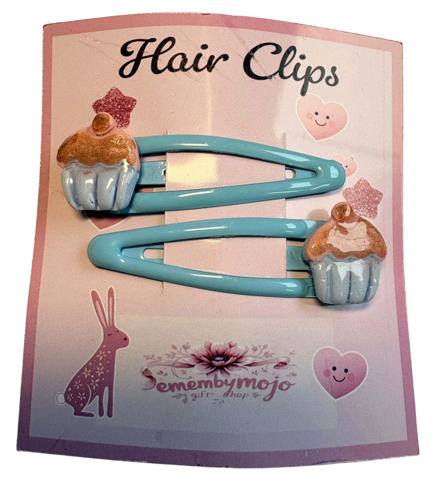Handmade Clay Cupcake Hair Clips | Set of 2 | Blue Tones