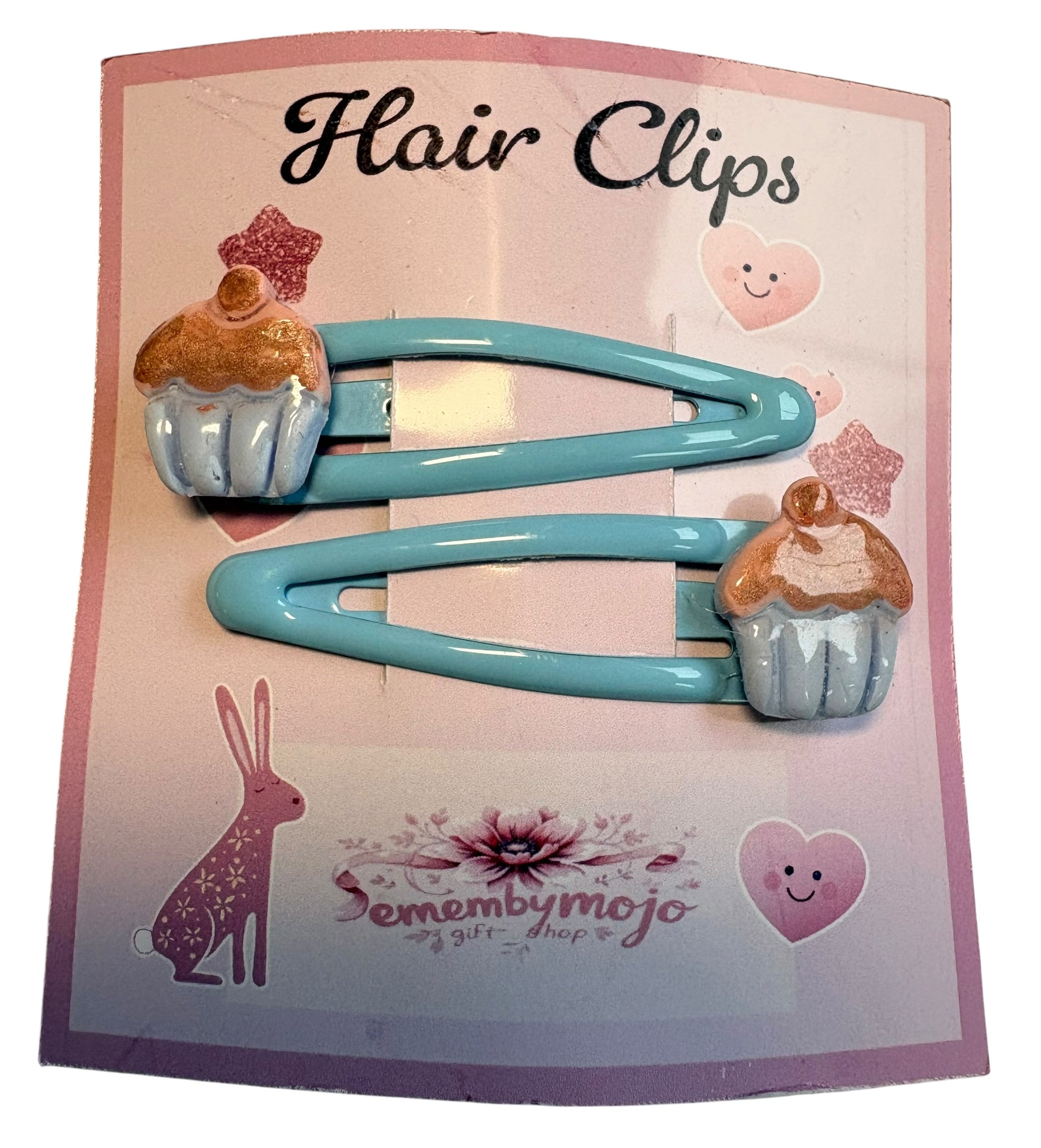 Handmade Clay Cupcake Hair Clips | Set of 2 | Blue Tones