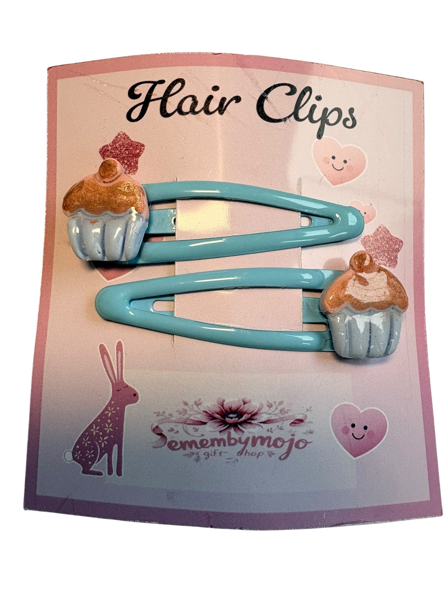 Handmade Clay Cupcake Hair Clips | Set of 2 | Blue Tones