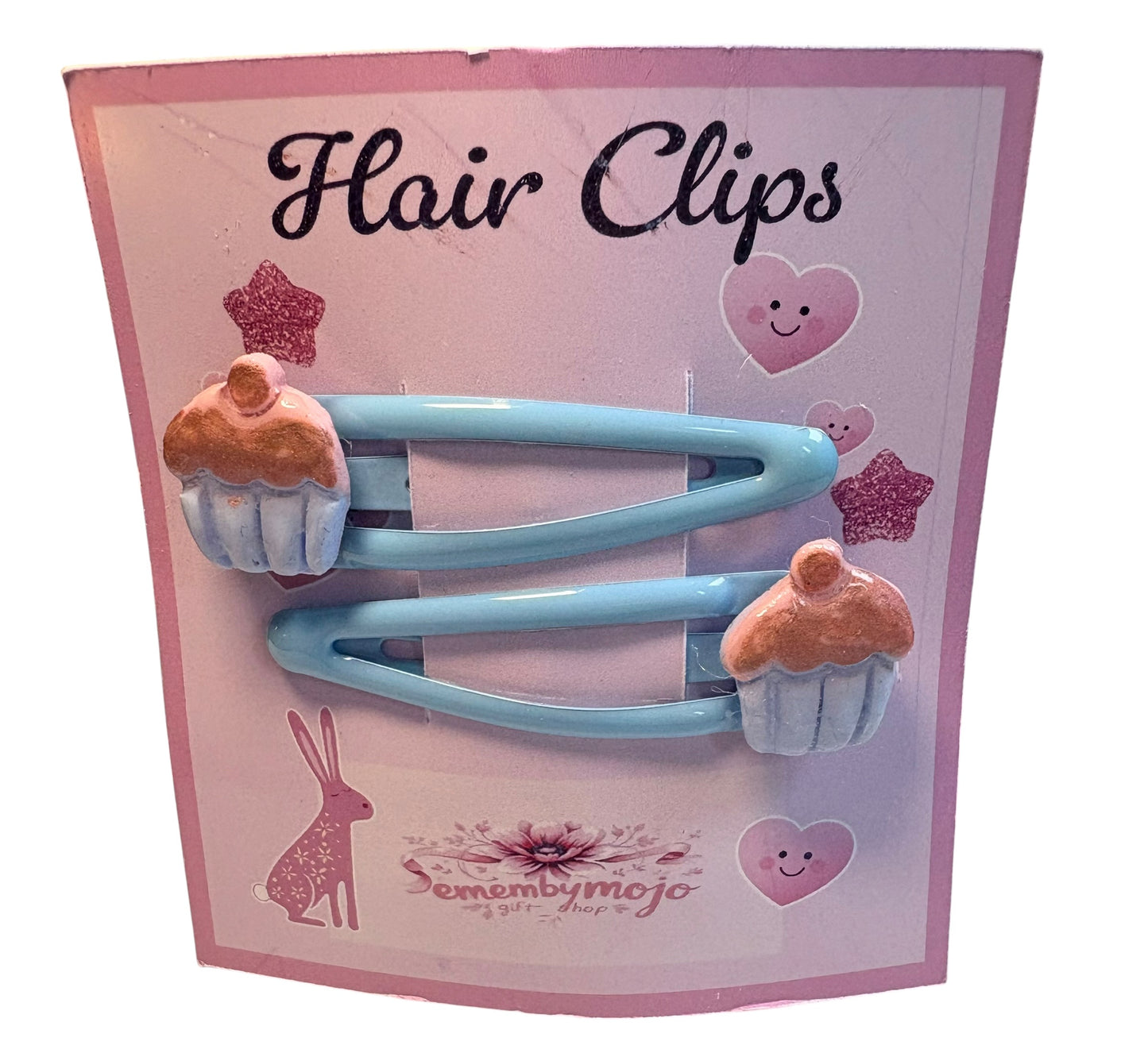Handmade Clay Cupcake Hair Clips | Set of 2 | Blue Tones