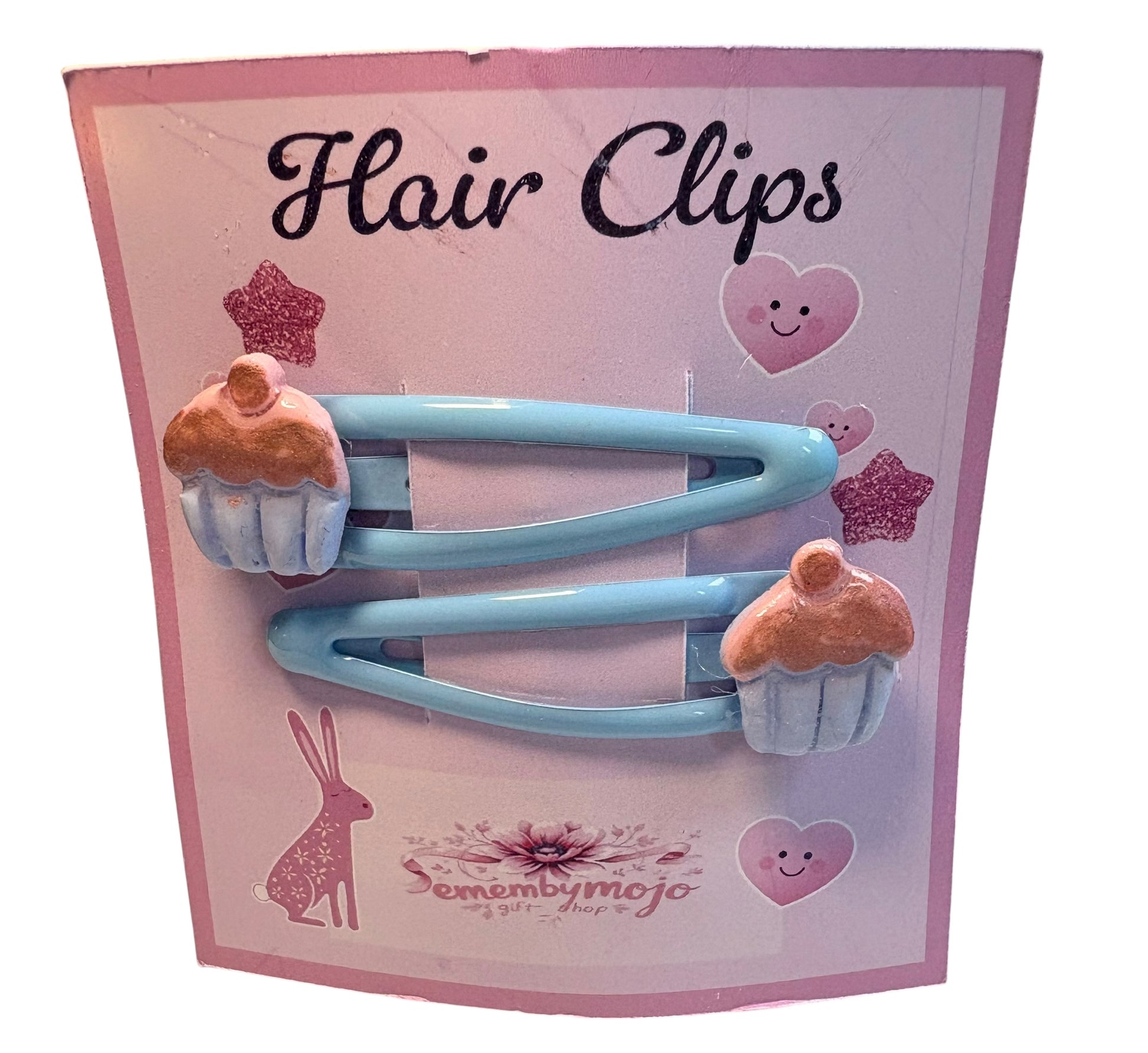Handmade Clay Cupcake Hair Clips | Set of 2 | Blue Tones