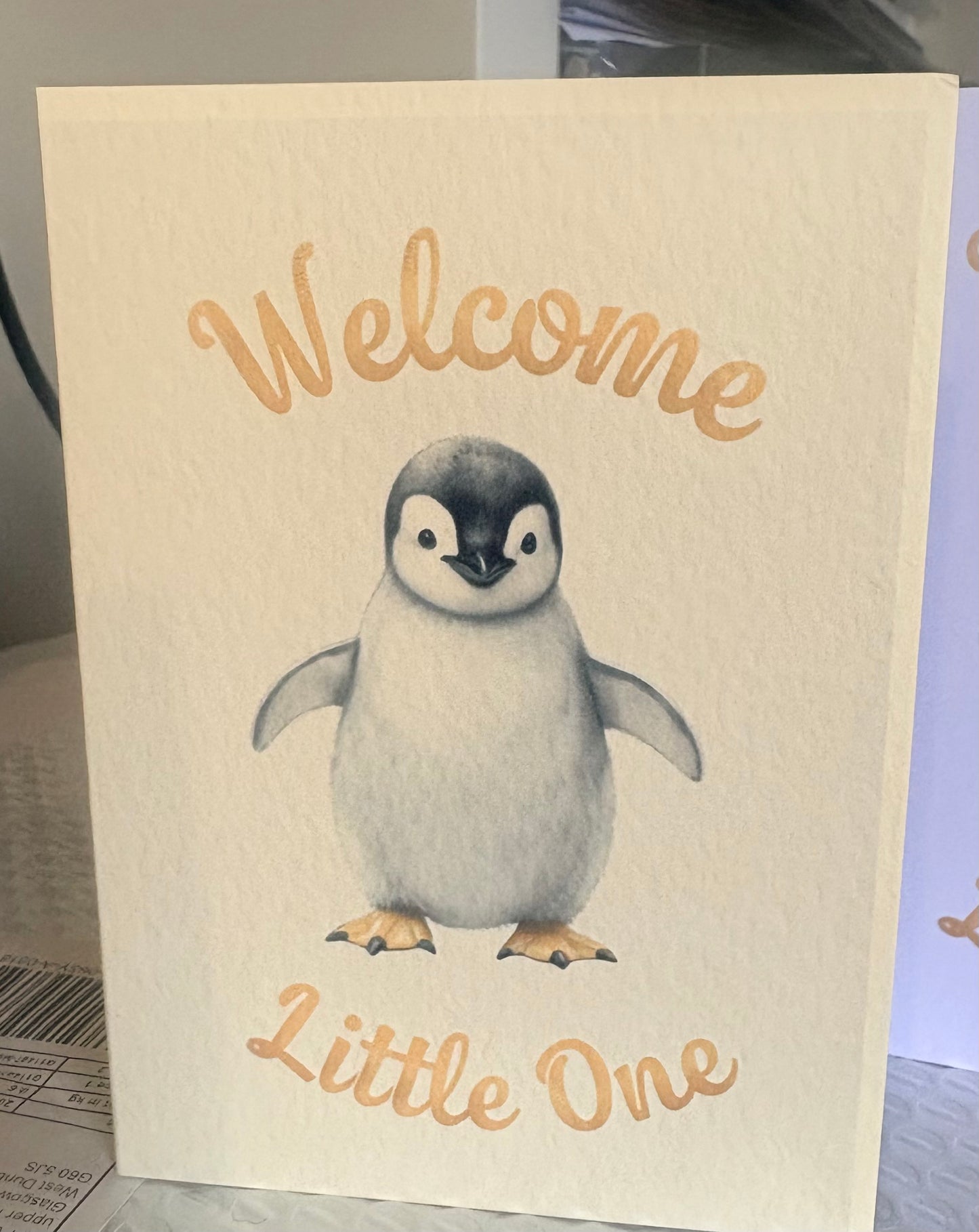 Welcome to the World A5 Greeting Card – Cute Penguin Design