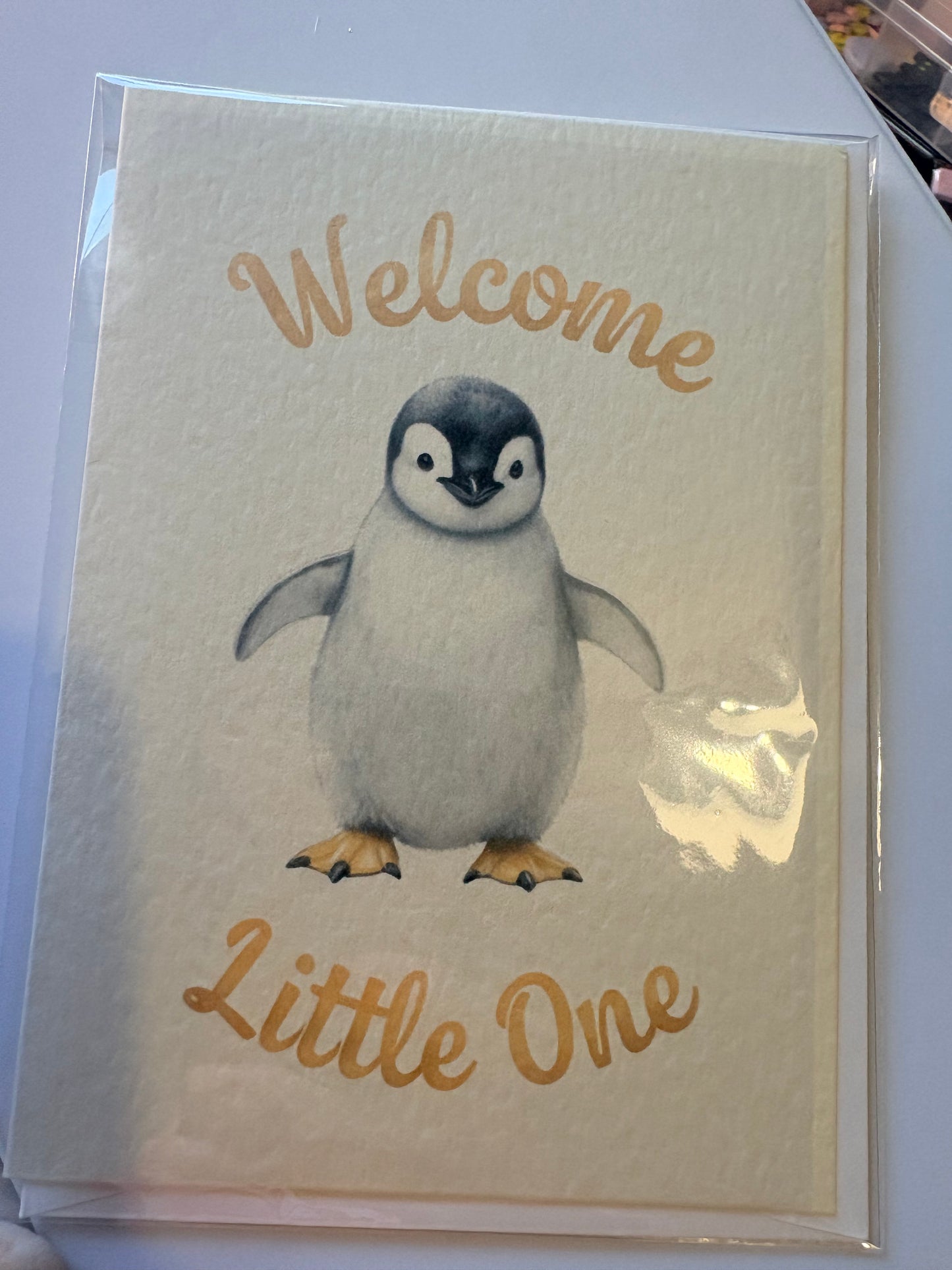 Welcome to the World A5 Greeting Card – Cute Penguin Design