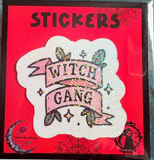 'Witch Gang' Tattoo Style Waterproof Sticker | Glitter Laminated Option