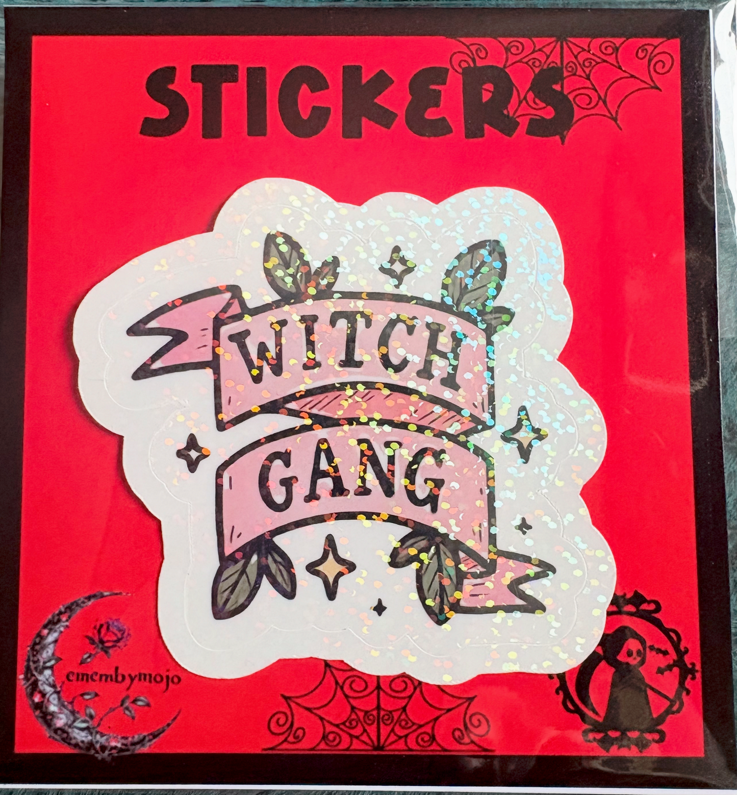 'Witch Gang' Tattoo Style Waterproof Sticker | Glitter Laminated Option