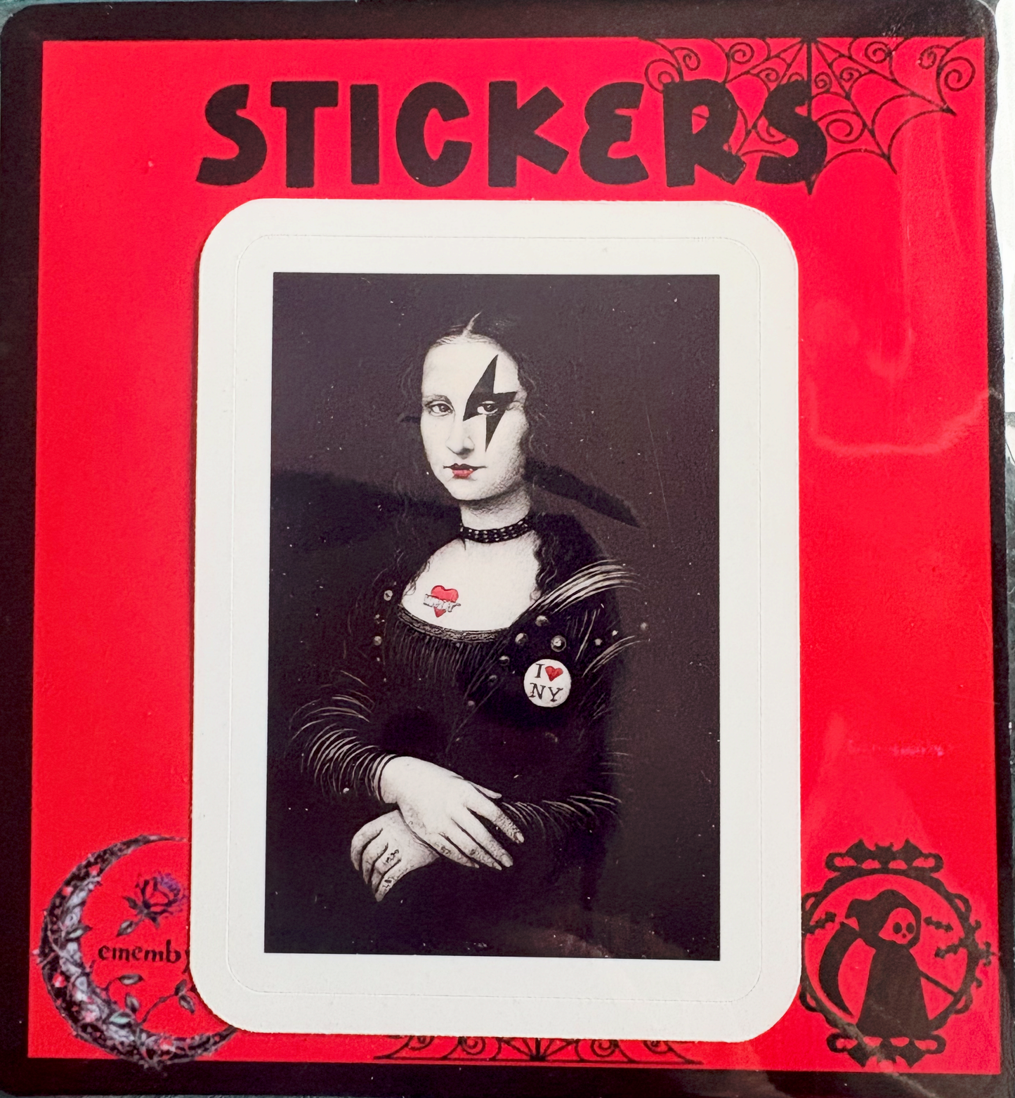 Gothic Mona Lisa Waterproof Sticker | Tattooed | I Heart NY | Glossy or Laminated