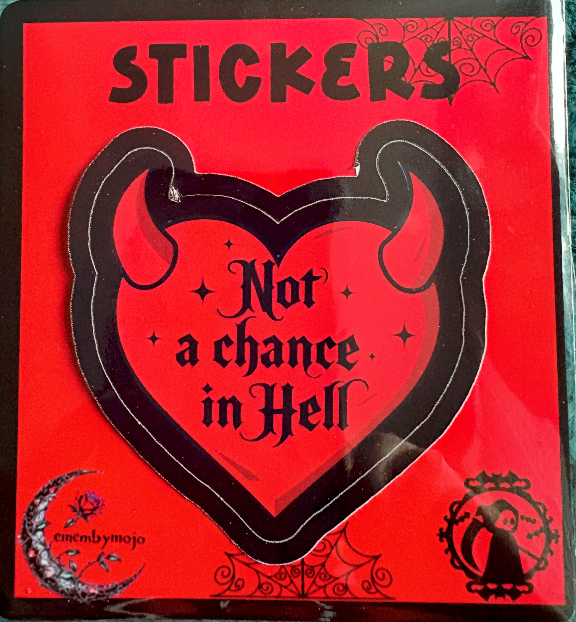 'Not a Chance in Hell' Devil Heart Waterproof Sticker | Glossy or Laminated