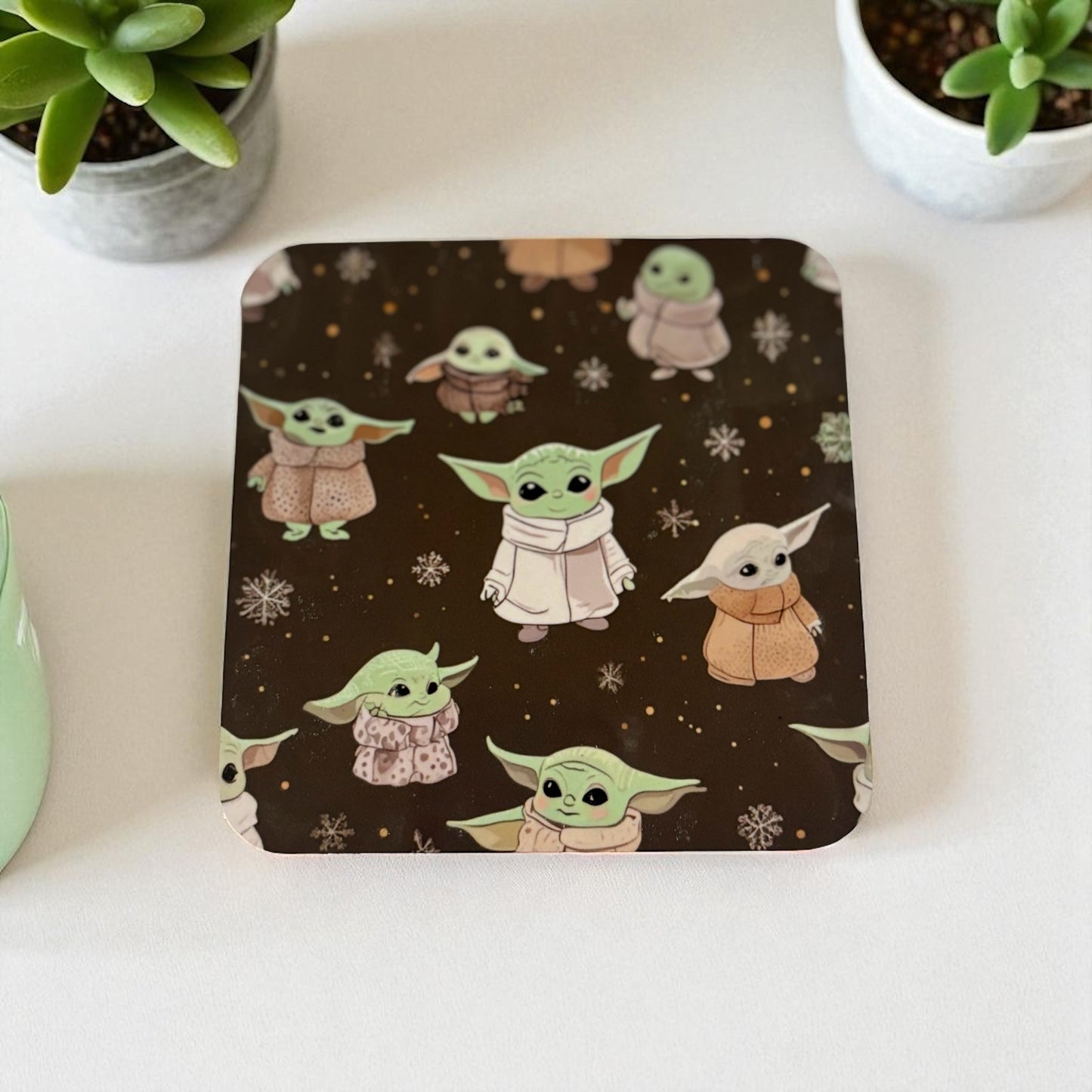 Baby Yoda Christmas Coasters - Festive Character Coasters