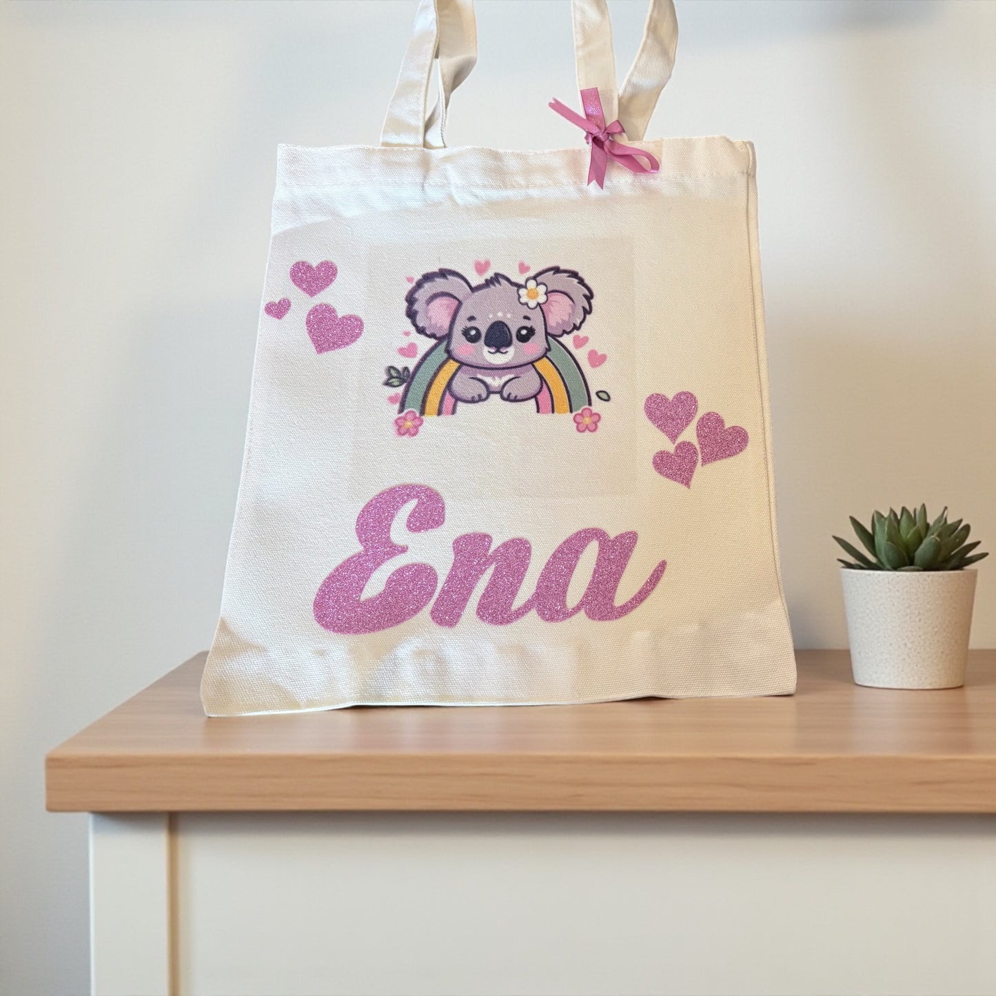 Personalised Kids Koala Tote Bag - Custom Name Cotton Bag