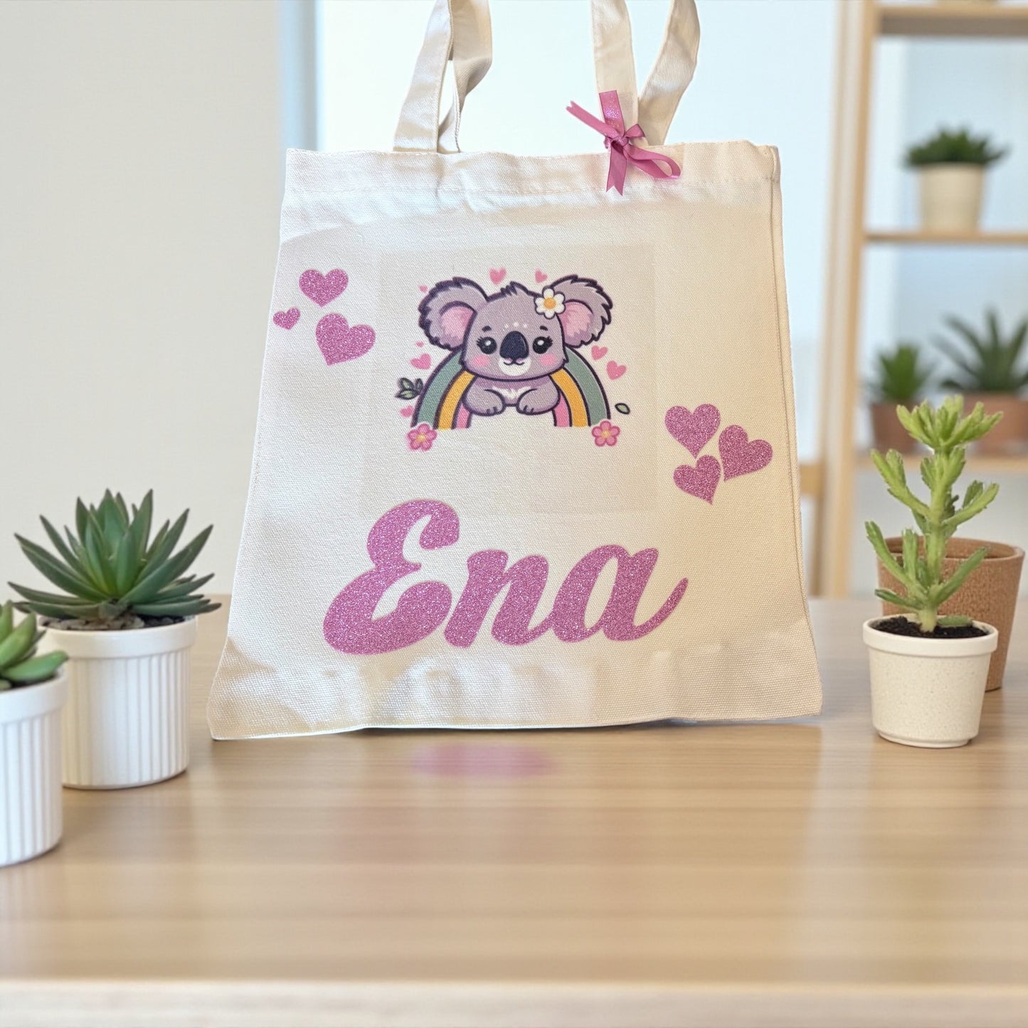 Personalised Kids Koala Tote Bag - Custom Name Cotton Bag
