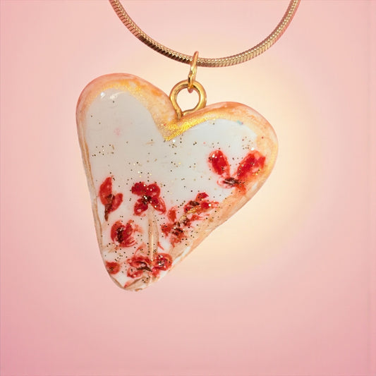 Handmade Clay Floral Necklace - Artisan Botanical Jewelry