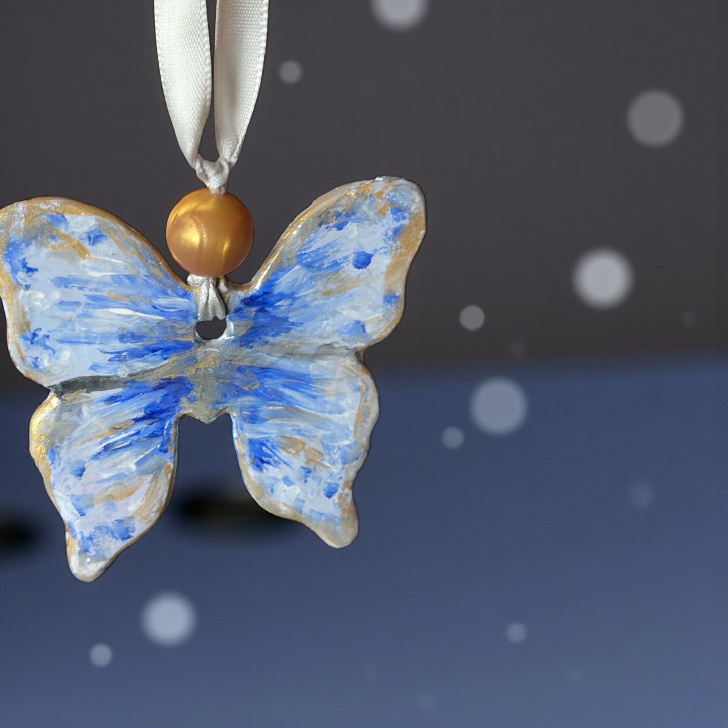 Handmade Blue Clay Butterfly Decoration