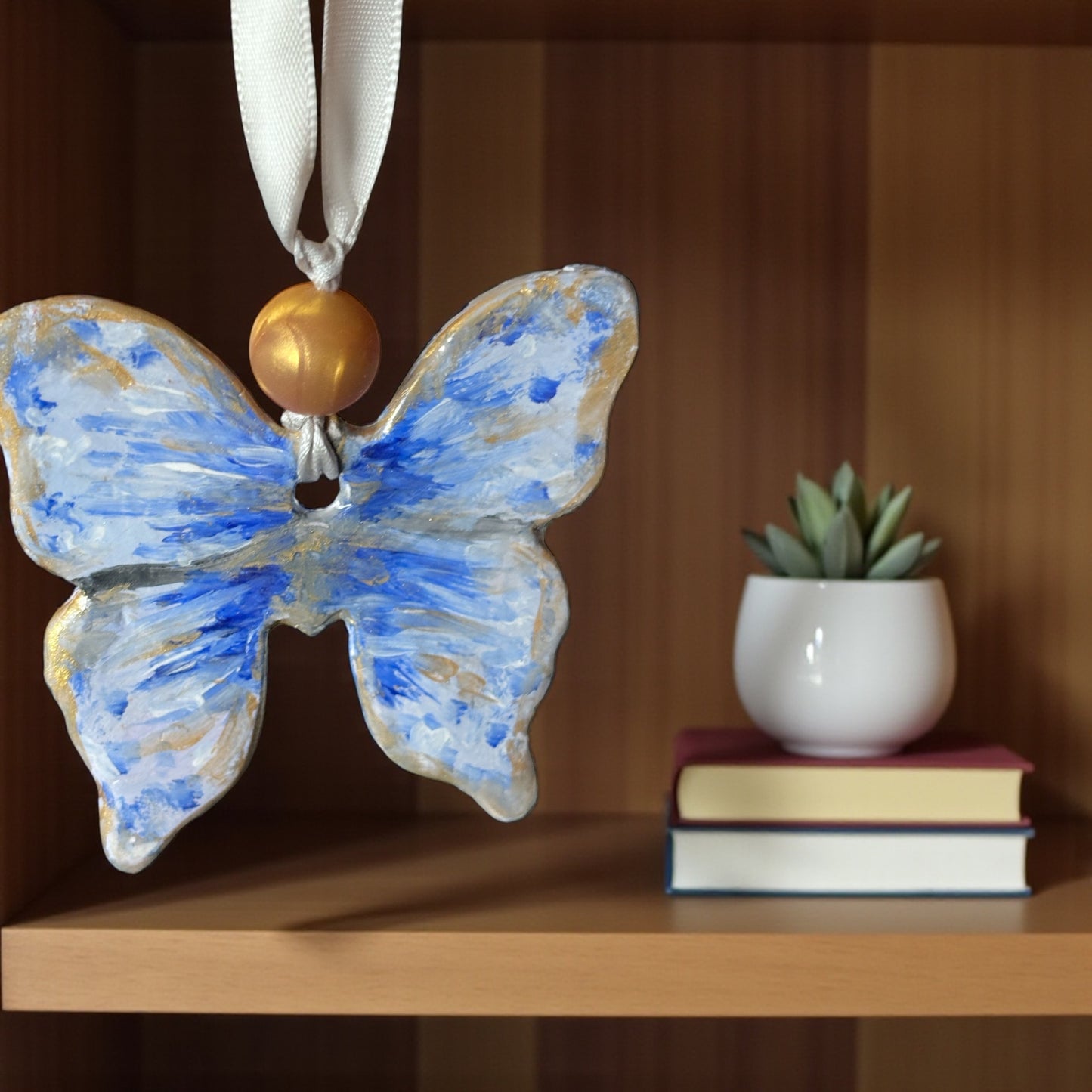 Handmade Blue Clay Butterfly Decoration