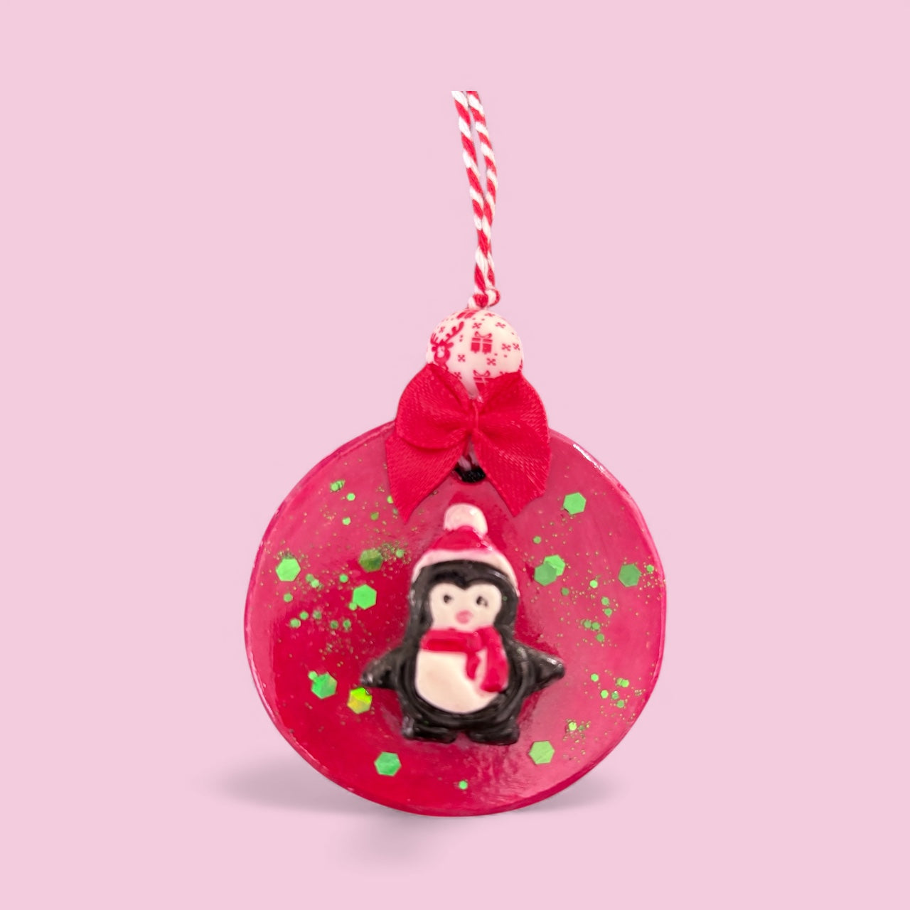 Handmade Clay Penguin Christmas Ornament