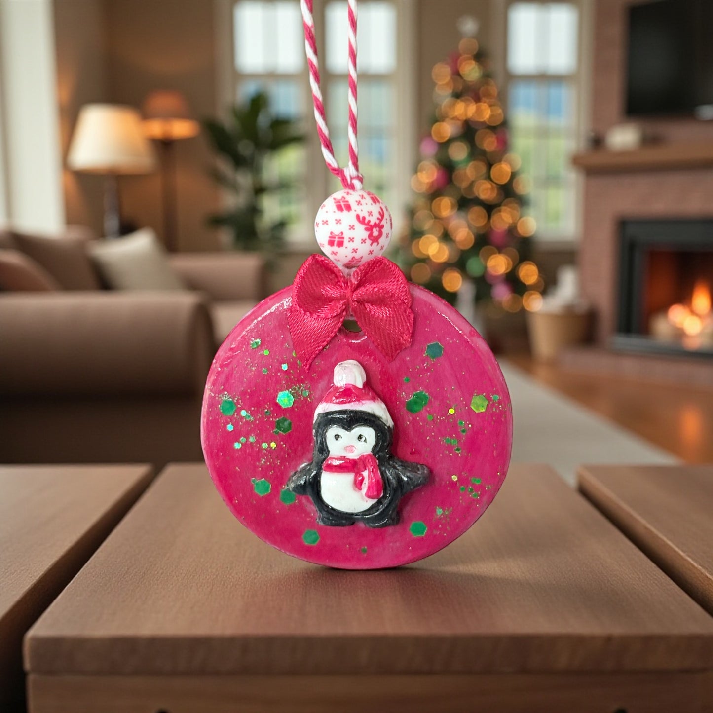 Handmade Clay Penguin Christmas Ornament