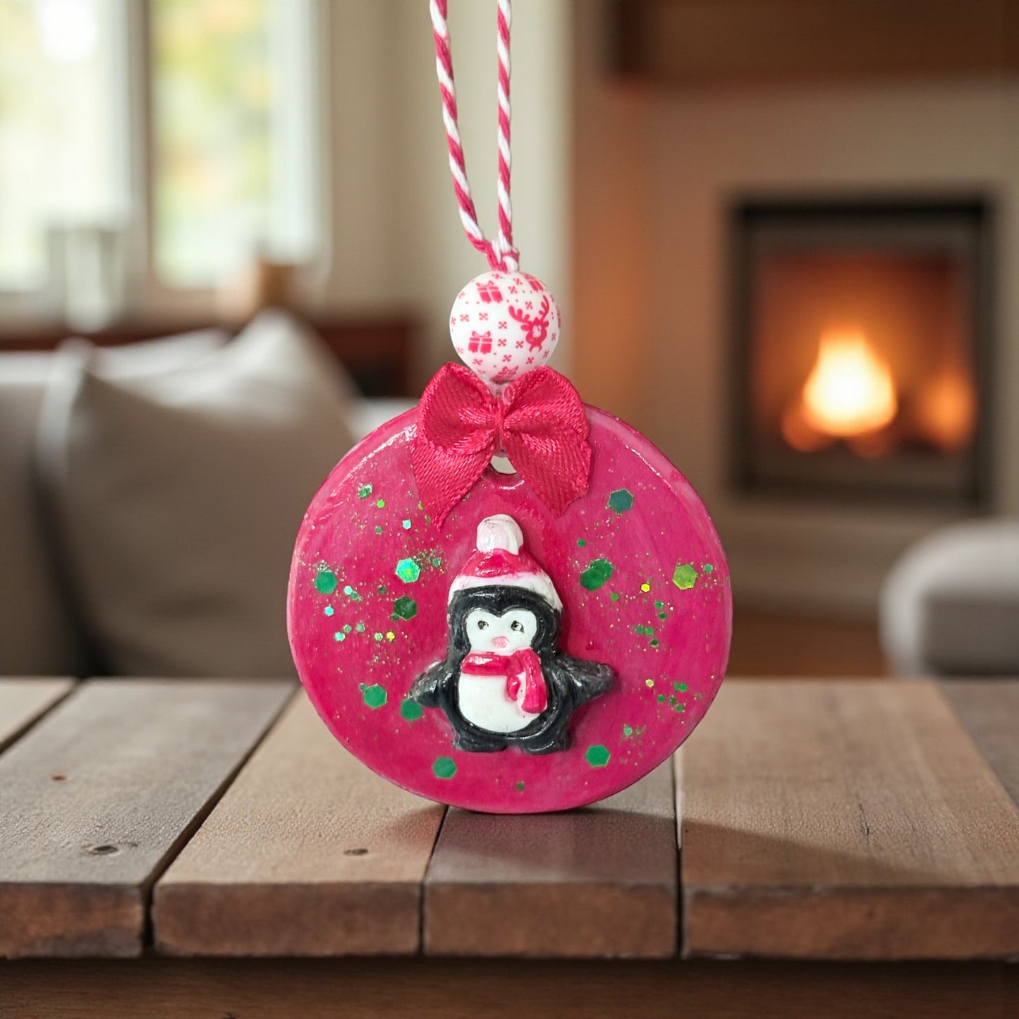 Handmade Clay Penguin Christmas Ornament