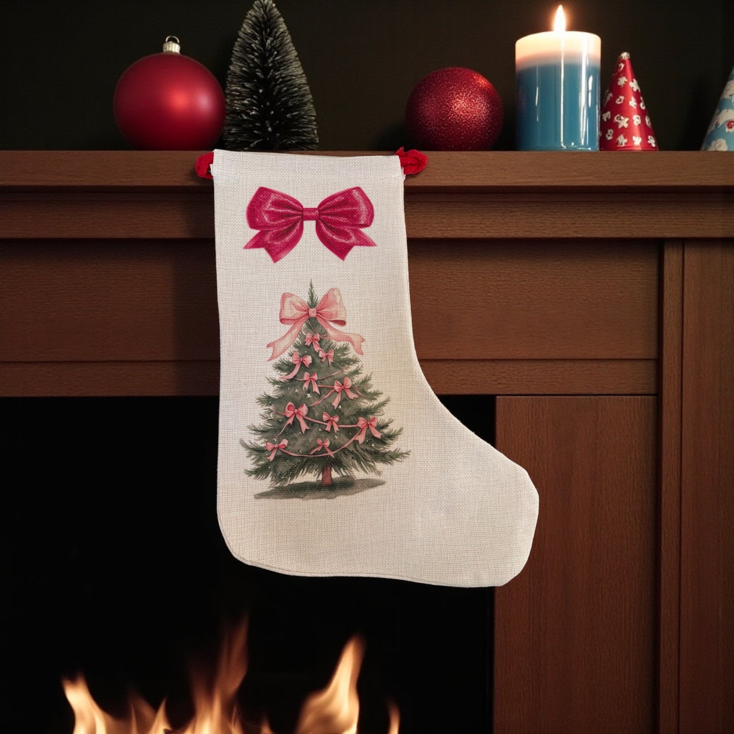 Personalised Linen Christmas Stocking - Custom Festive Stocking