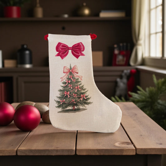 Personalised Linen Christmas Stocking - Custom Festive Stocking