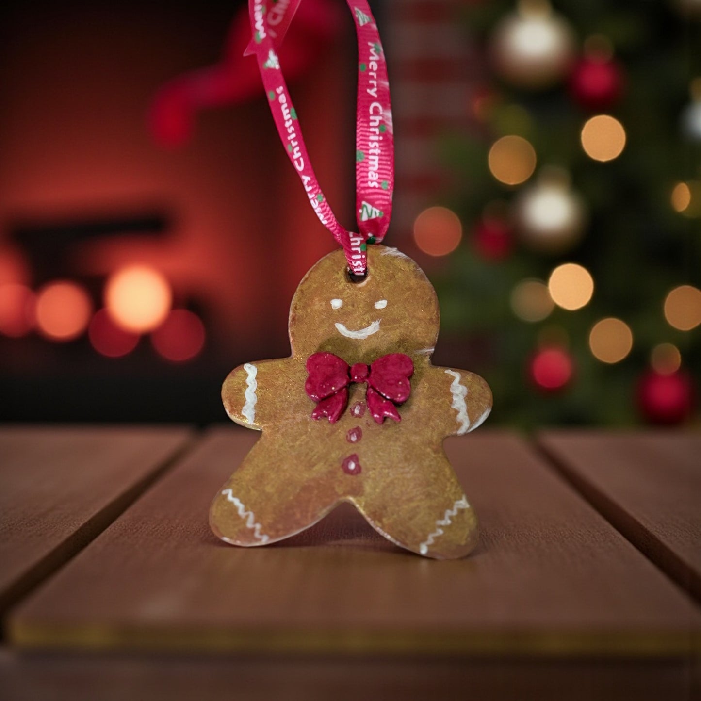 Handmade Clay Gingerbread Decoration - Rustic Christmas Ornament
