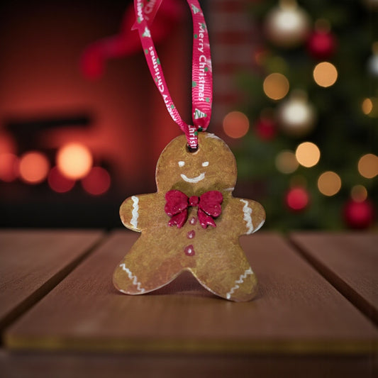 Handmade Clay Gingerbread Decoration - Rustic Christmas Ornament
