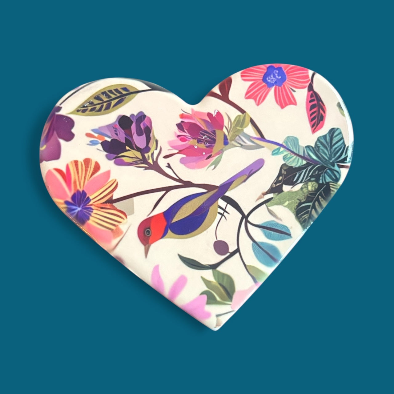 Floral Ceramic Gift Set - Heart Coaster & Star Ornament