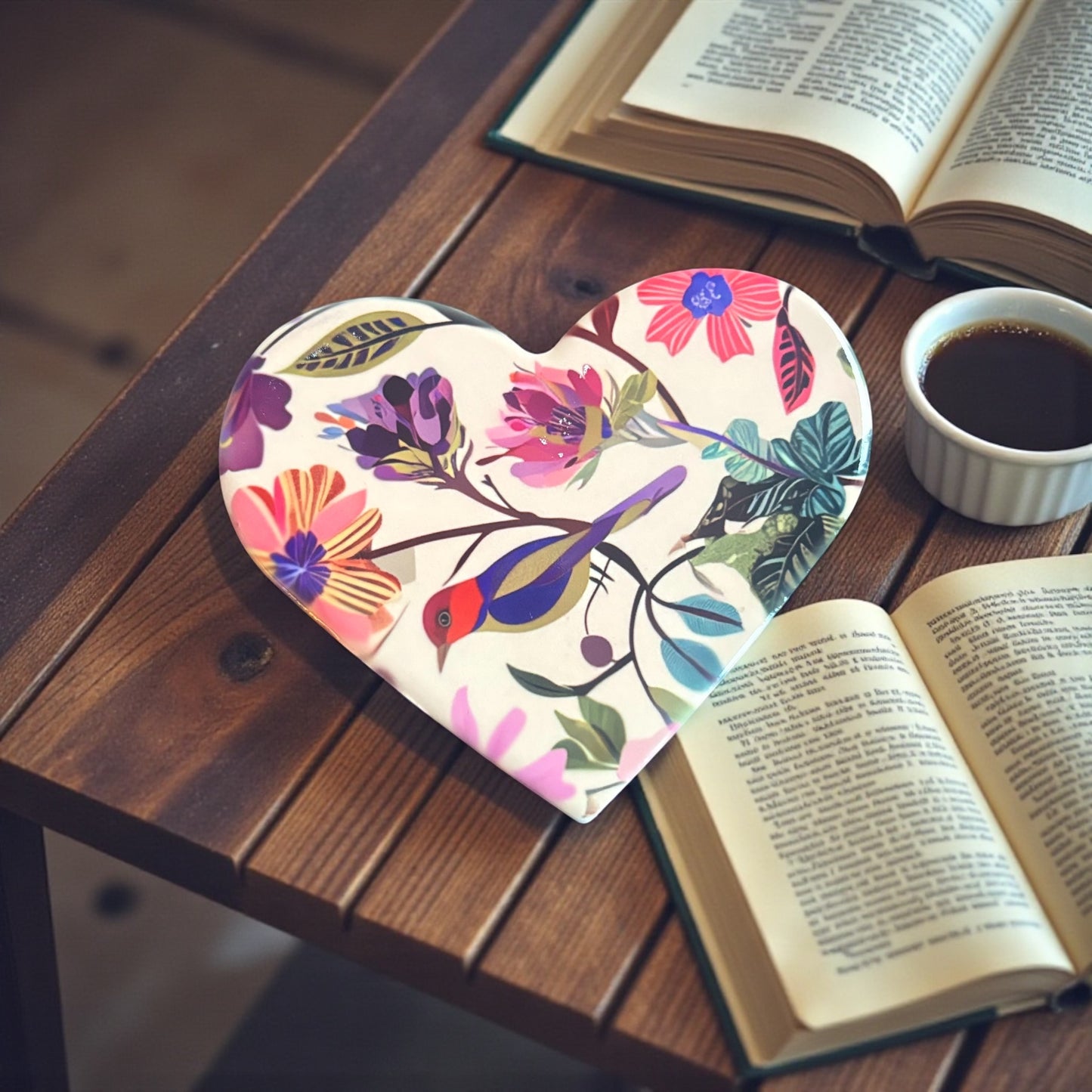 Floral Ceramic Gift Set - Heart Coaster & Star Ornament