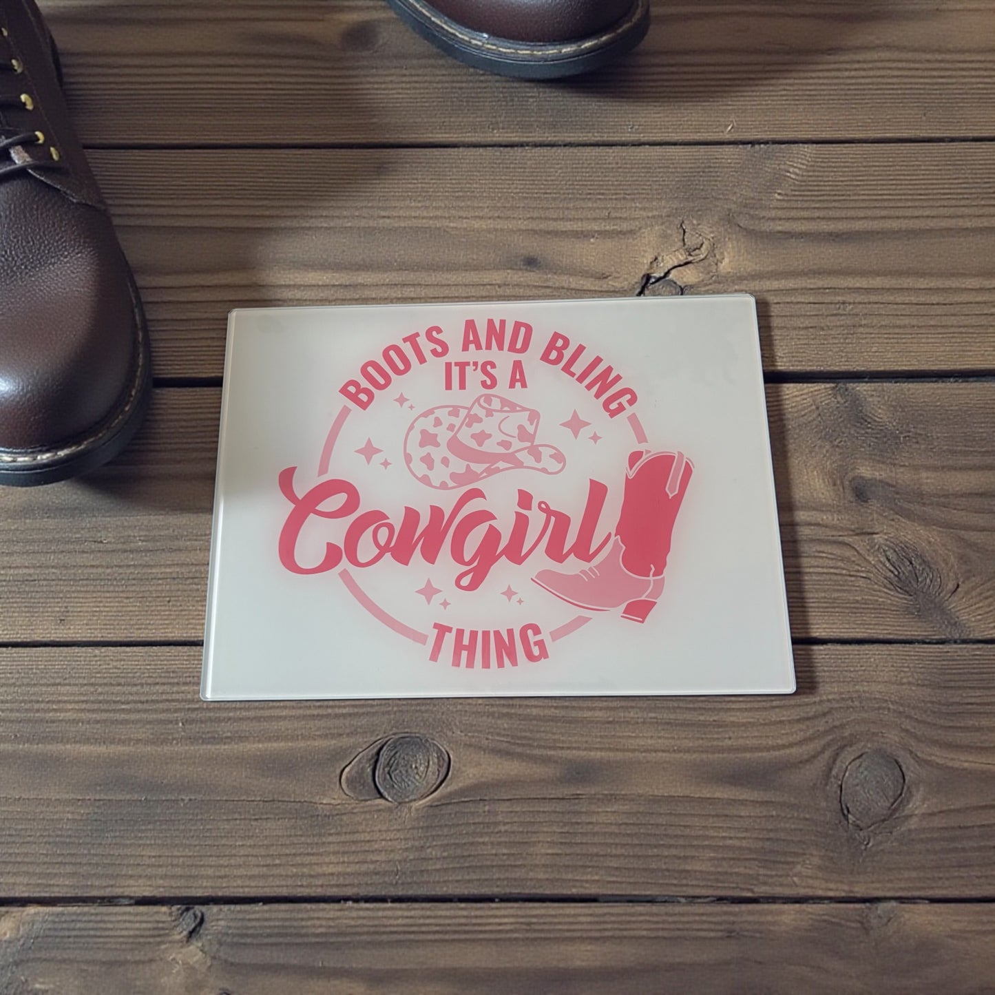Cowgirl Glass Chopping Board - Personalised Western Kitchen Decor