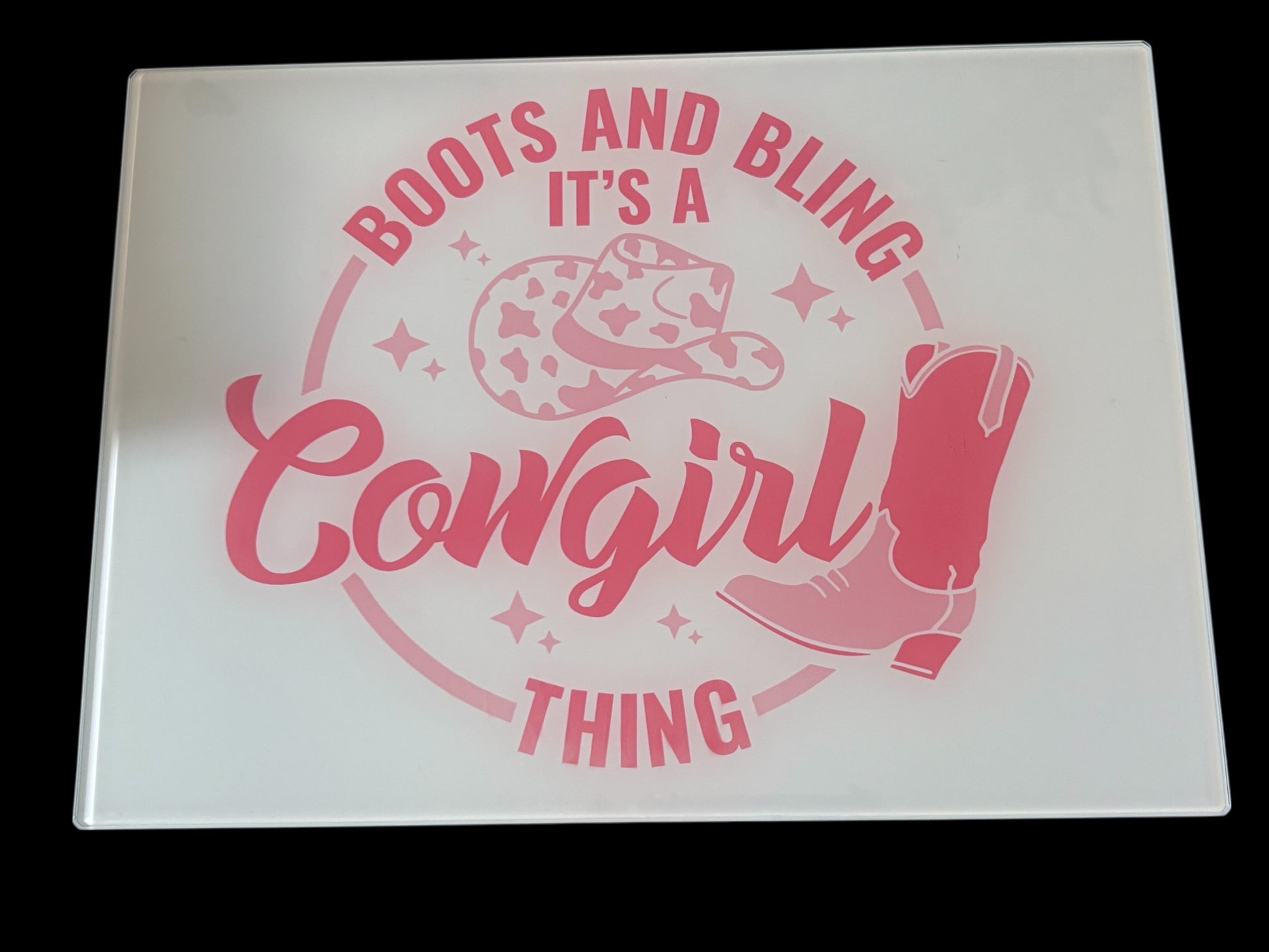 Cowgirl Glass Chopping Board - Personalised Western Kitchen Decor