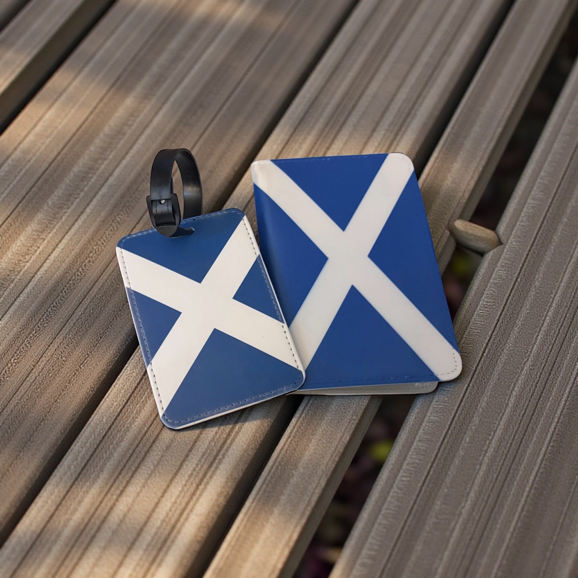 Scotland Saltire Passport Cover & Luggage Tag Set - Scottish Flag Travel Accessories